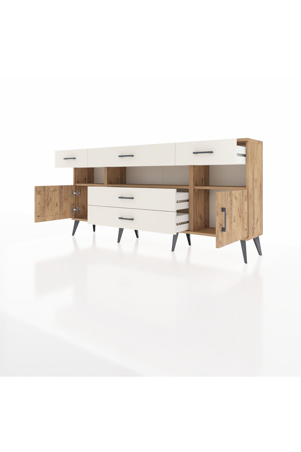 Arges Konsol 3 Raflı 5 Çekmeceli 2 Kapaklı 176x30x83 - S148M016V19A