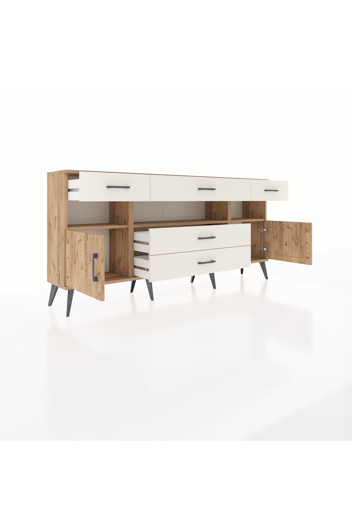 Arges Konsol 3 Raflı 5 Çekmeceli 2 Kapaklı 176x30x83 - S148M016V19A
