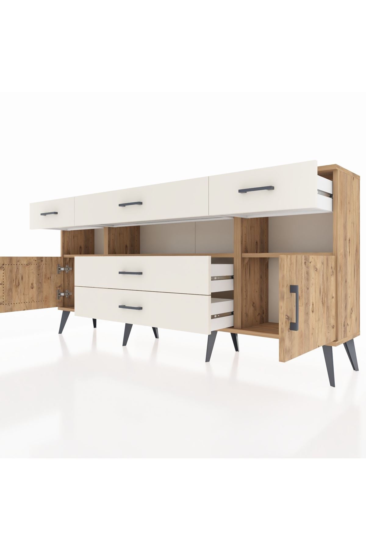 Arges Konsol 3 Raflı 5 Çekmeceli 2 Kapaklı 176x30x83 - S148M016V19A