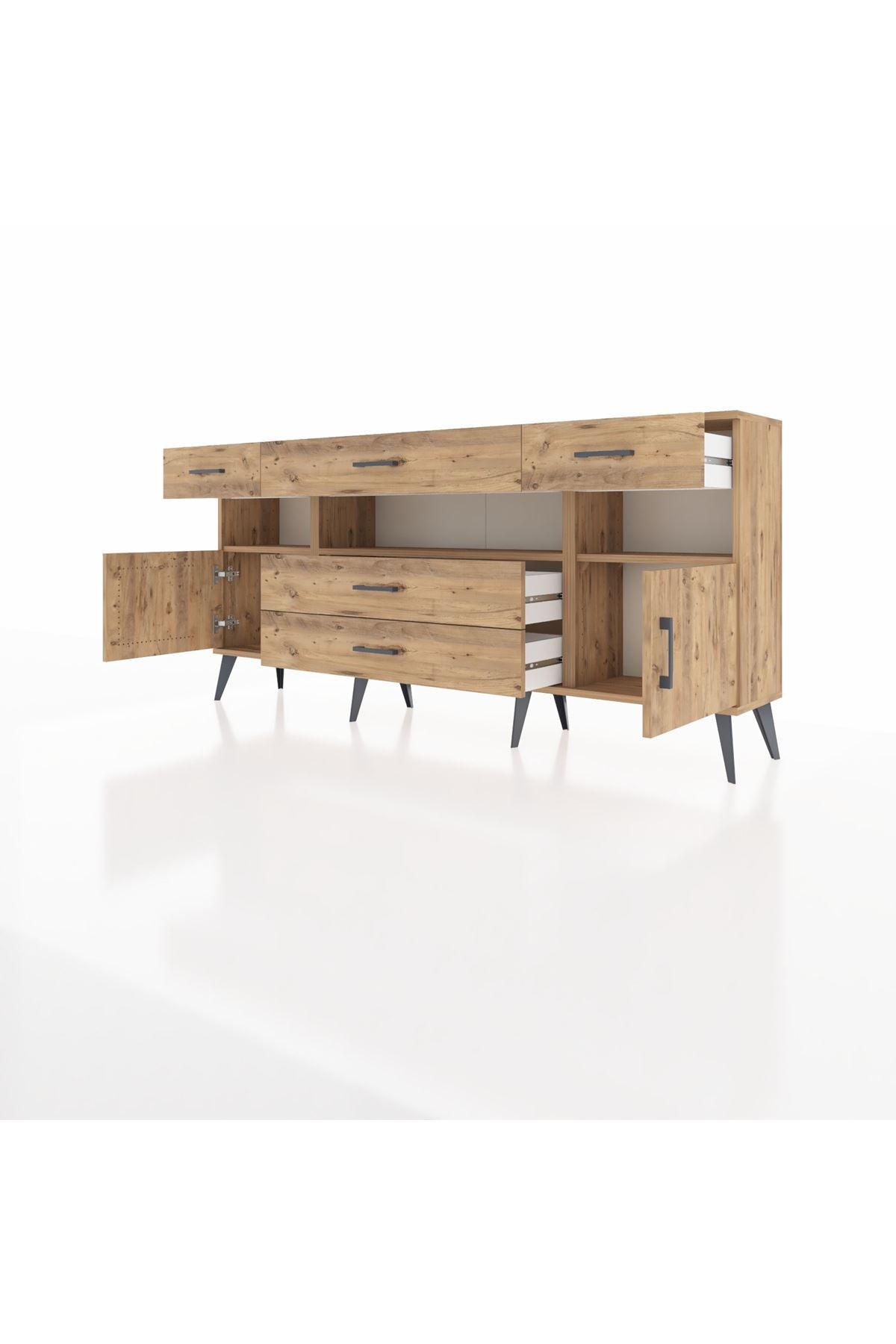Arges Konsol 3 Raflı 5 Çekmeceli 2 Kapaklı 176x30x83 - S148M016V21A