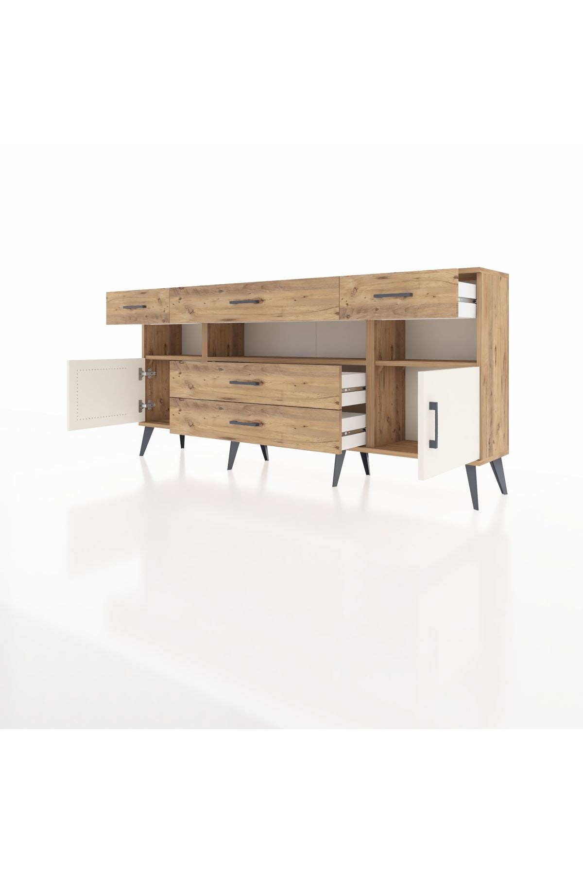 Arges Konsol 3 Raflı 5 Çekmeceli 2 Kapaklı 176x30x83 - S148M016V24A