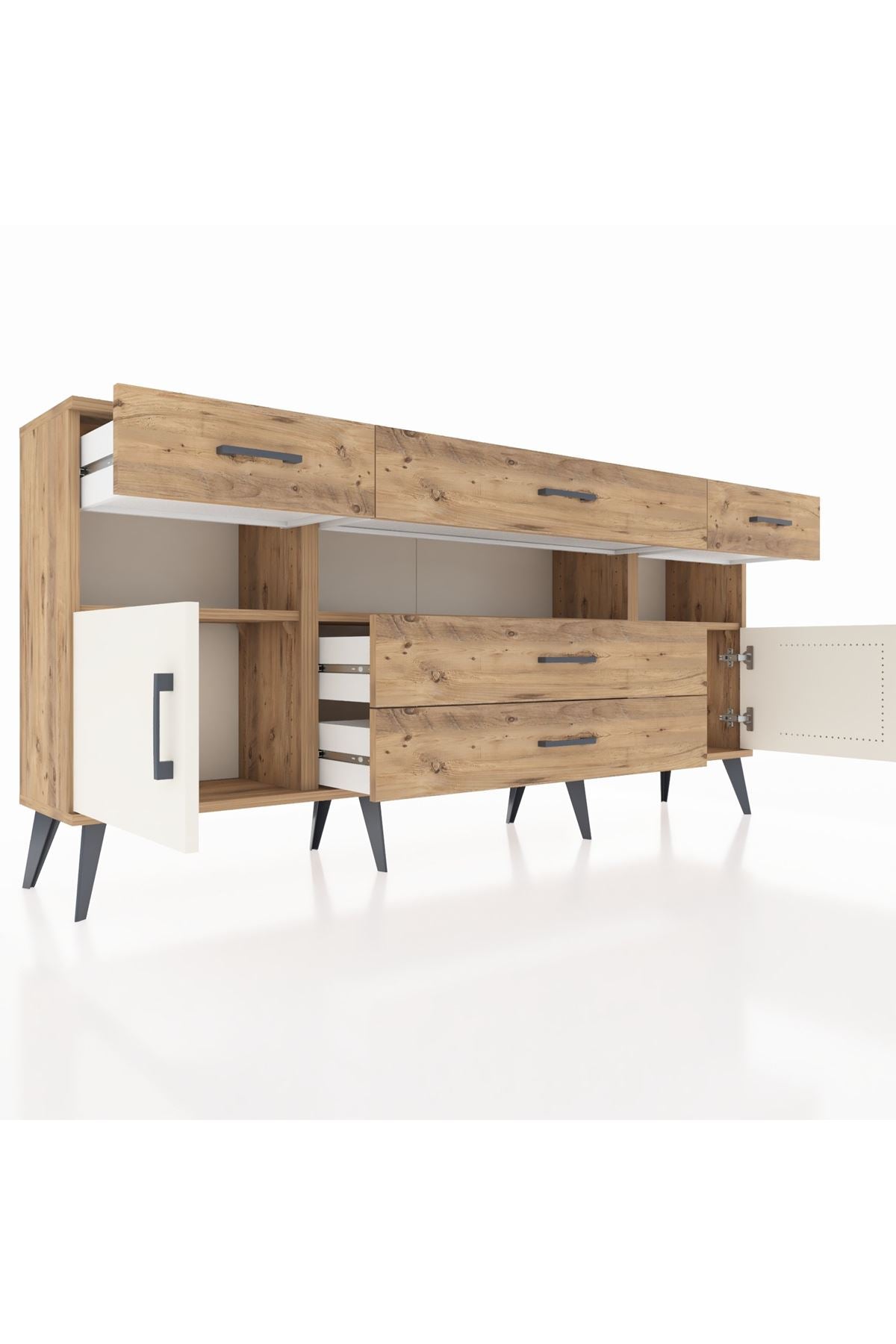 Arges Konsol 3 Raflı 5 Çekmeceli 2 Kapaklı 176x30x83 - S148M016V24A
