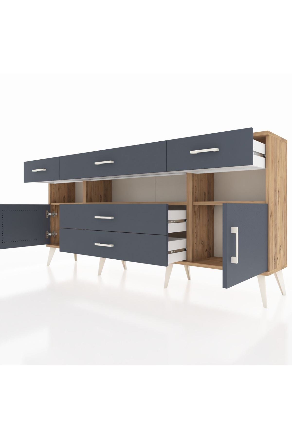 Arges Konsol 3 Raflı 5 Çekmeceli 2 Kapaklı 176x30x83 - S148M016V26A
