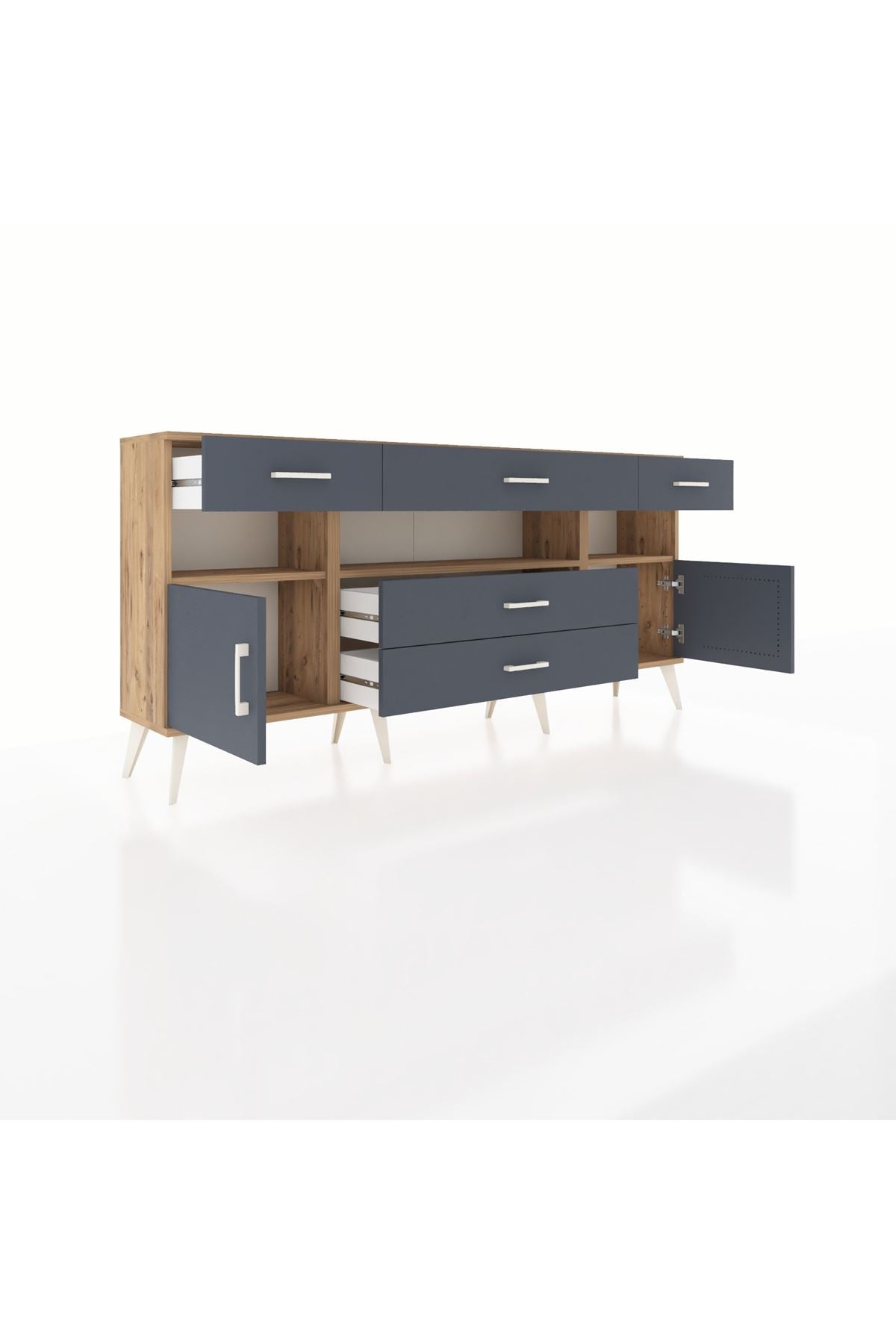 Arges Konsol 3 Raflı 5 Çekmeceli 2 Kapaklı 176x30x83 - S148M016V26A
