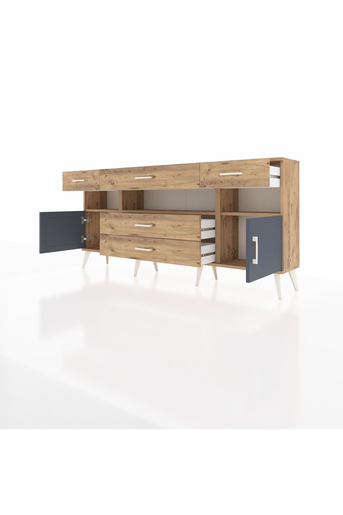 Arges Konsol 3 Raflı 5 Çekmeceli 2 Kapaklı 176x30x83 - S148M016V27A