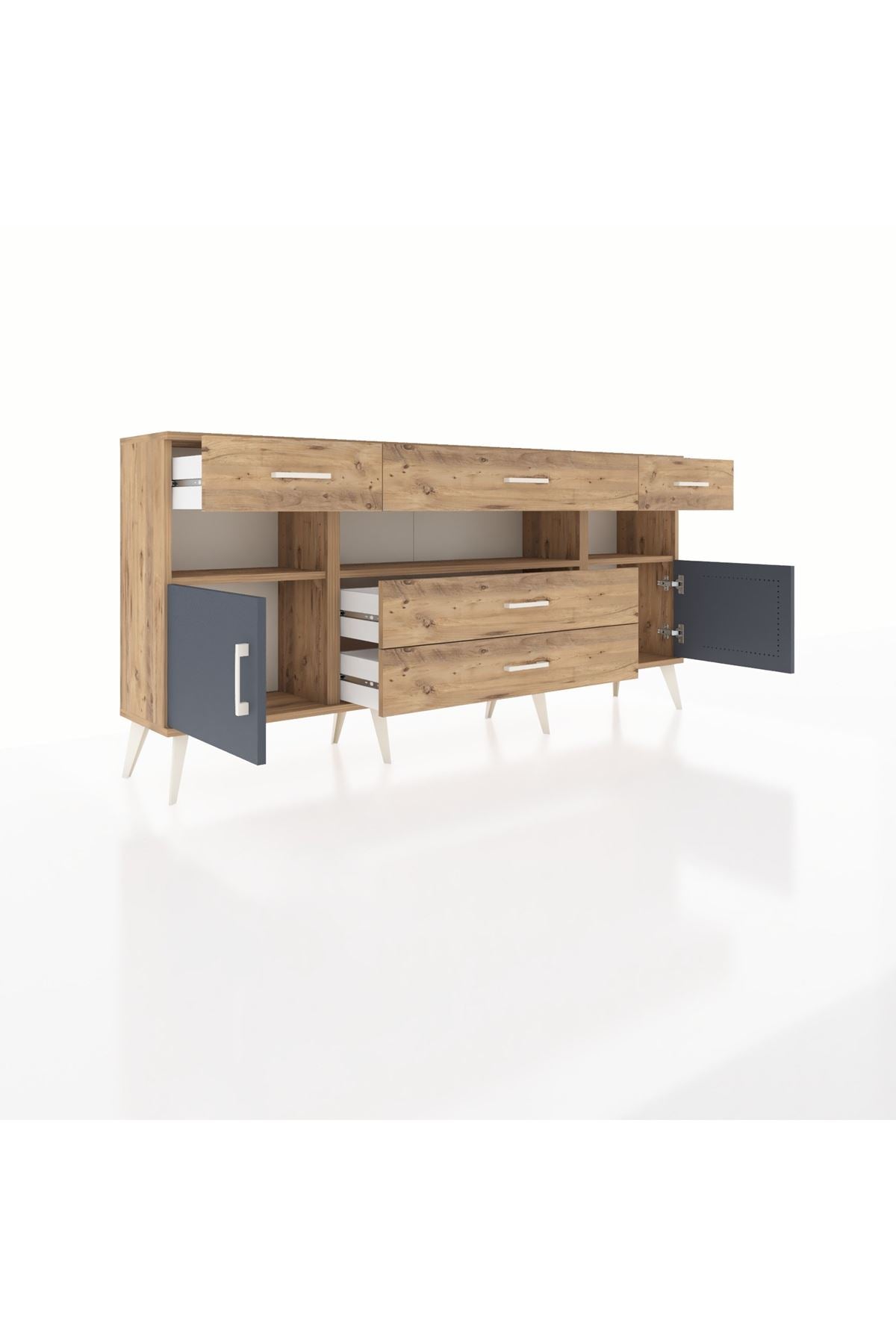 Arges Konsol 3 Raflı 5 Çekmeceli 2 Kapaklı 176x30x83 - S148M016V27A