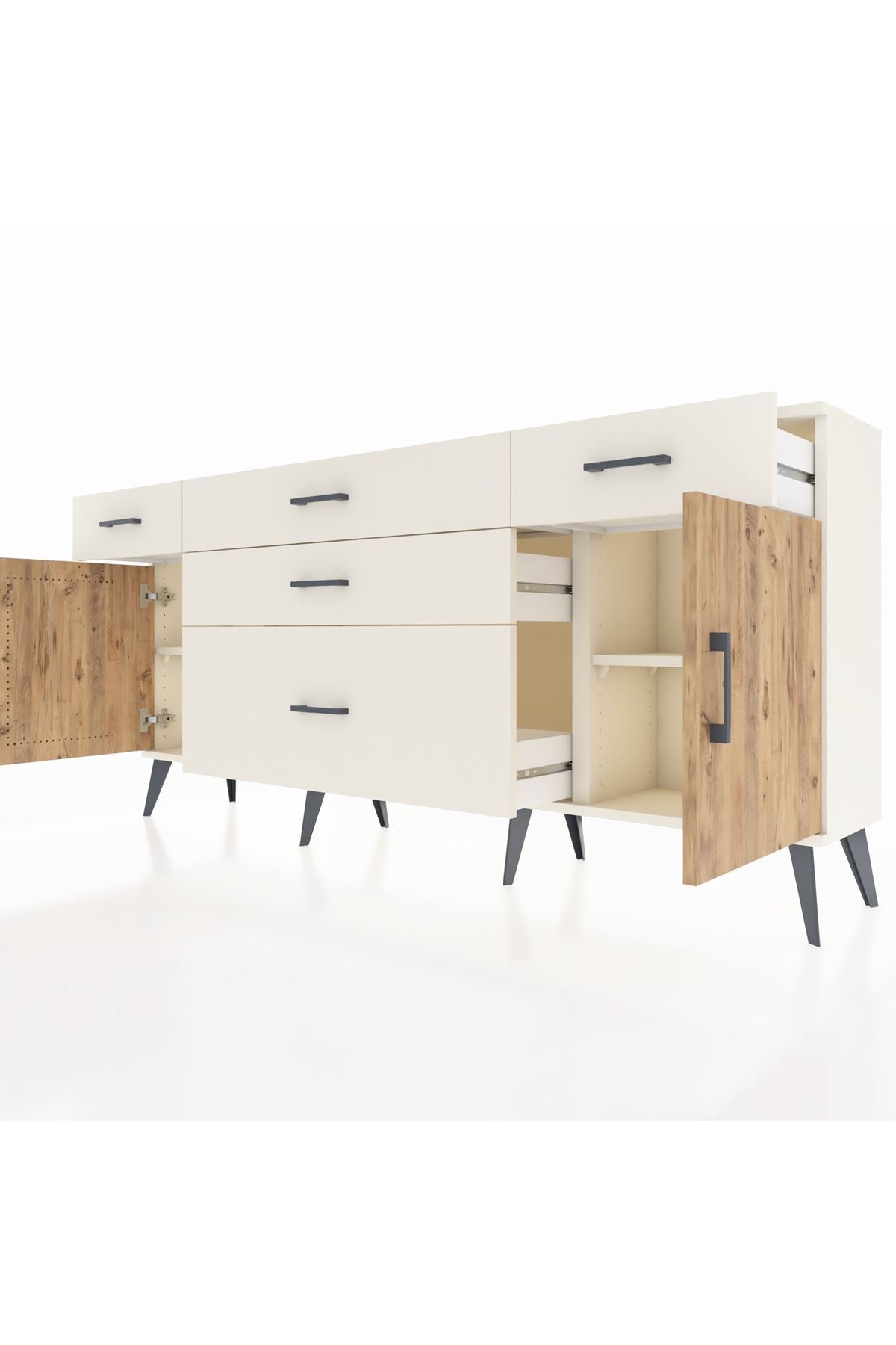 Arges Konsol 2 Raflı 5 Çekmeceli 2 Kapaklı 176x30x83 - S148M017V01A