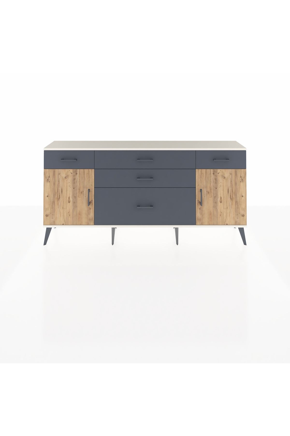 Arges Konsol 2 Raflı 5 Çekmeceli 2 Kapaklı 176x30x83 - S148M017V02A