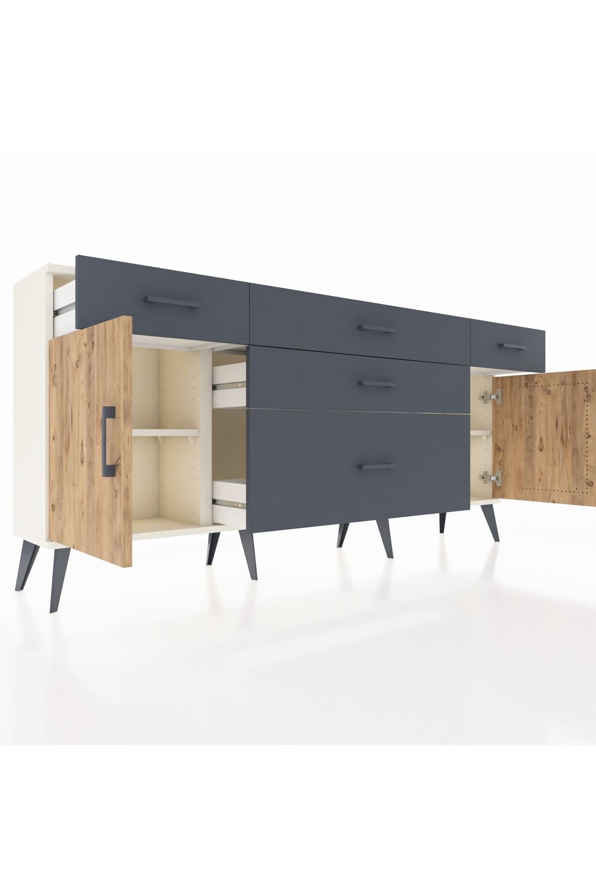 Arges Konsol 2 Raflı 5 Çekmeceli 2 Kapaklı 176x30x83 - S148M017V02A