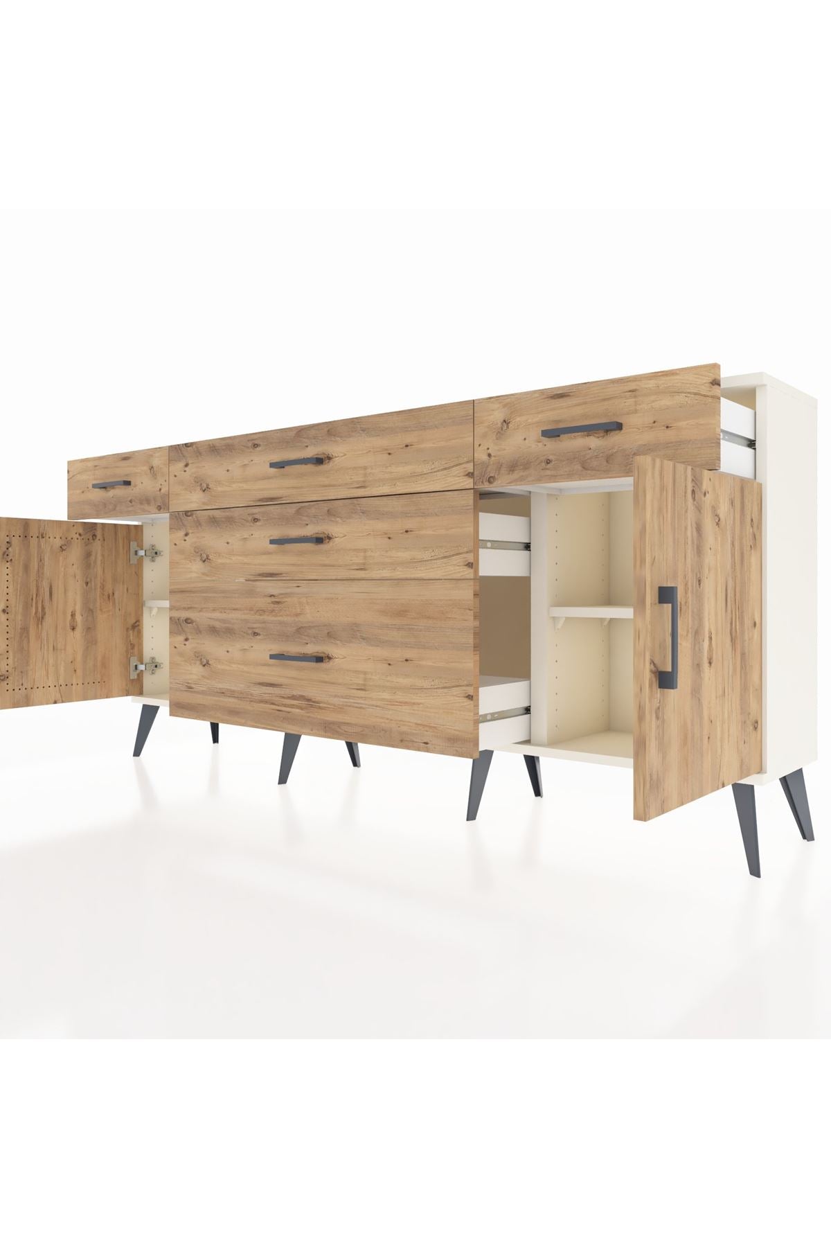 Arges Konsol 2 Raflı 5 Çekmeceli 2 Kapaklı 176x30x83 - S148M017V03A