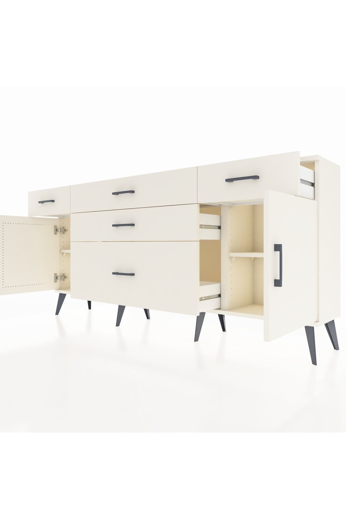 Arges Konsol 2 Raflı 5 Çekmeceli 2 Kapaklı 176x30x83 - S148M017V04A