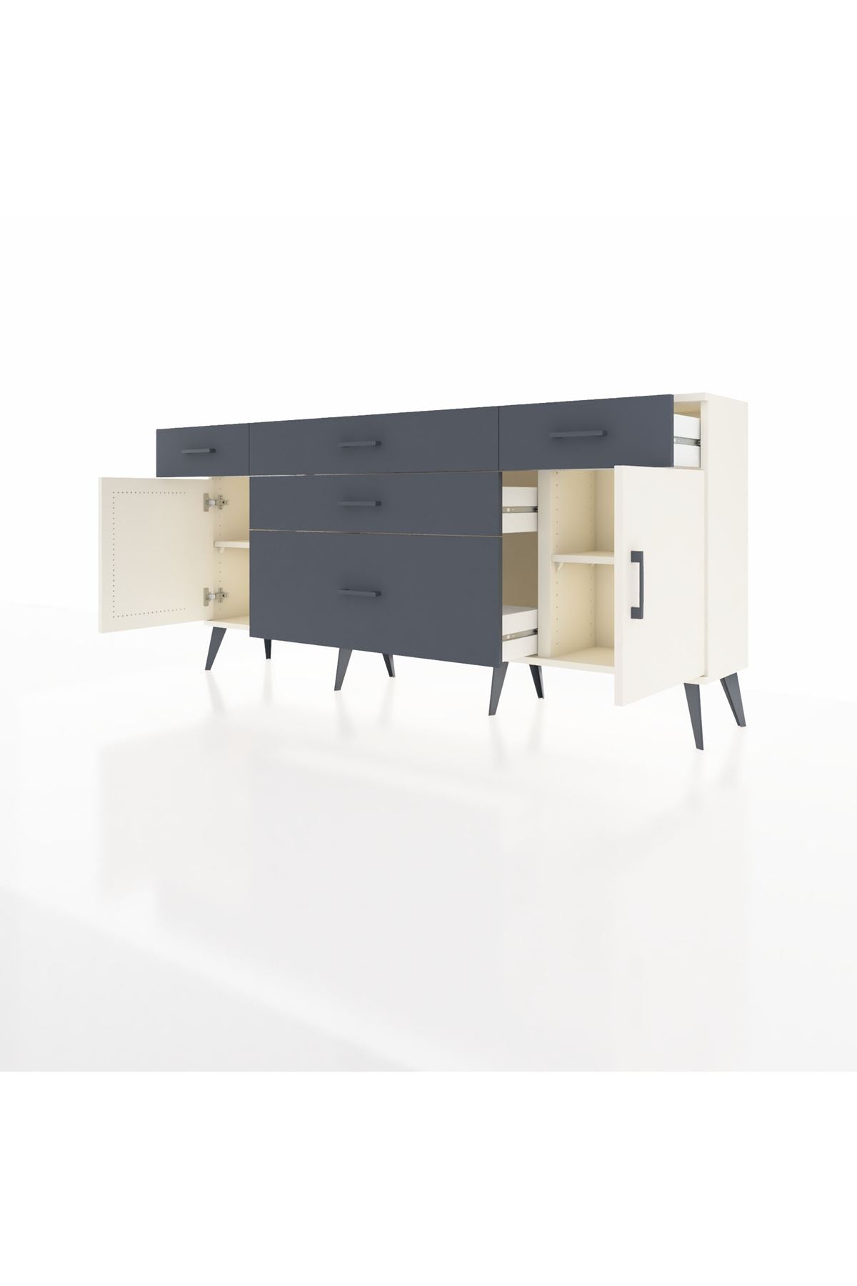 Arges Konsol 2 Raflı 5 Çekmeceli 2 Kapaklı 176x30x83 - S148M017V05A