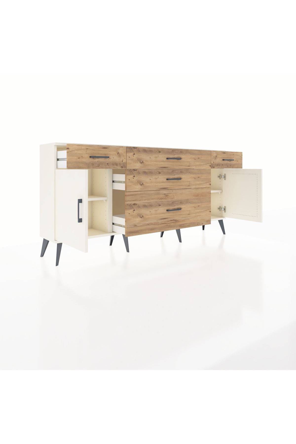 Arges Konsol 2 Raflı 5 Çekmeceli 2 Kapaklı 176x30x83 - S148M017V06A