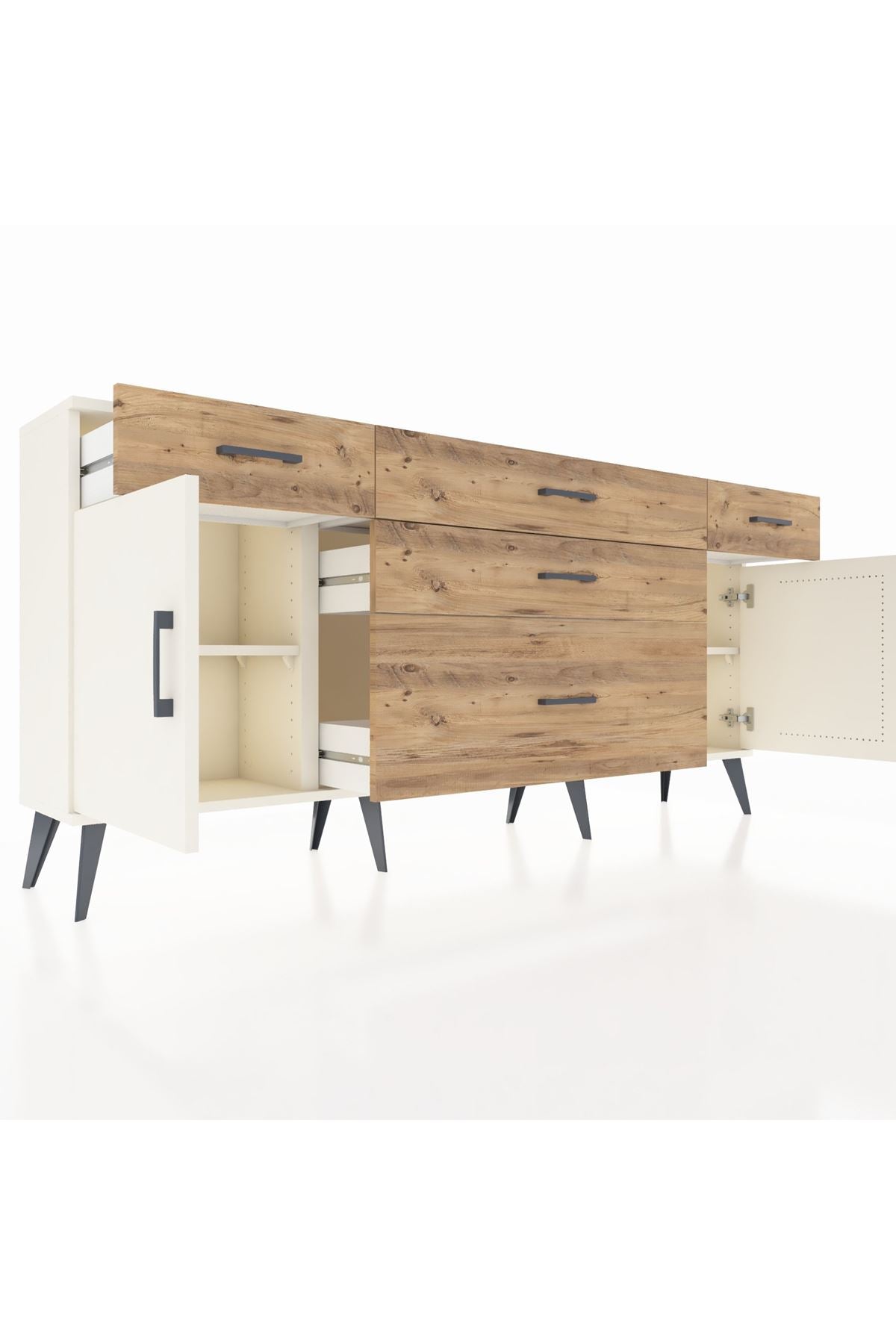 Arges Konsol 2 Raflı 5 Çekmeceli 2 Kapaklı 176x30x83 - S148M017V06A