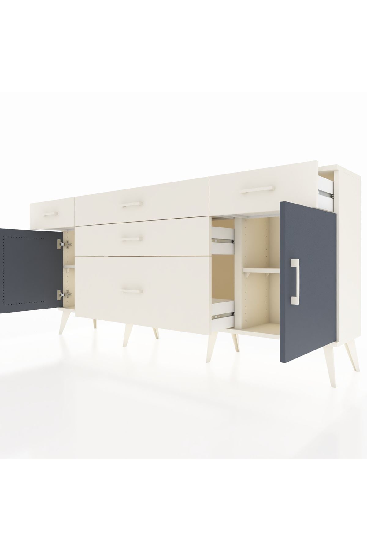 Arges Konsol 2 Raflı 5 Çekmeceli 2 Kapaklı 176x30x83 - S148M017V07A