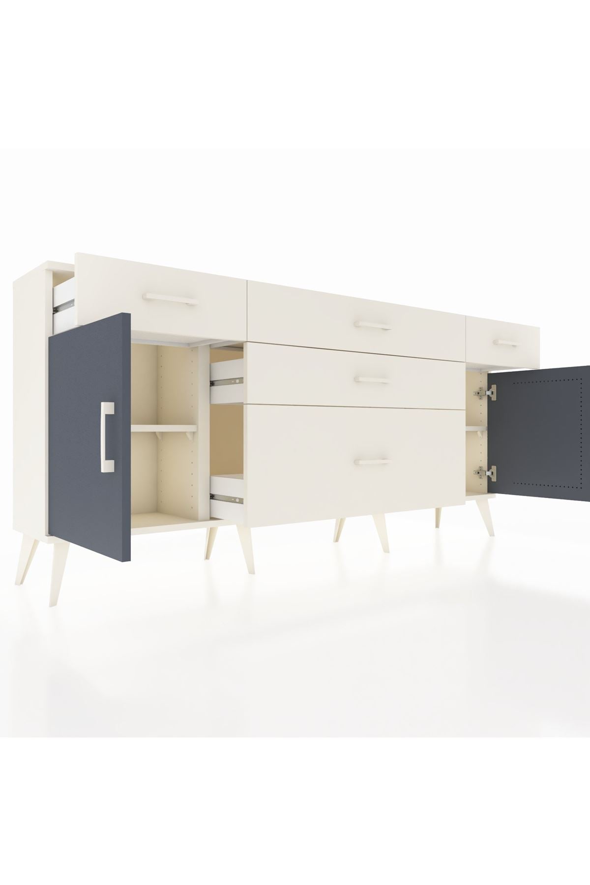 Arges Konsol 2 Raflı 5 Çekmeceli 2 Kapaklı 176x30x83 - S148M017V07A