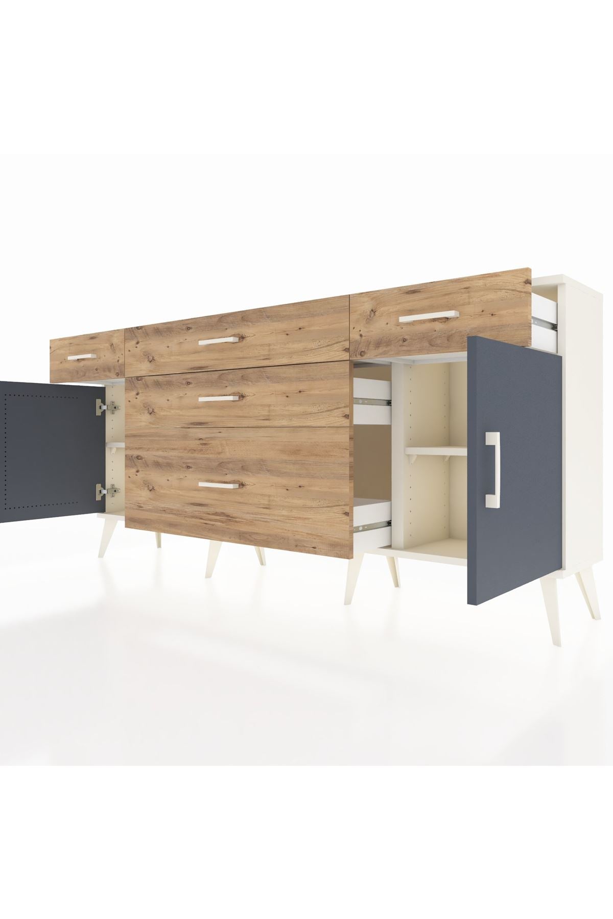 Arges Konsol 2 Raflı 5 Çekmeceli 2 Kapaklı 176x30x83 - S148M017V09A