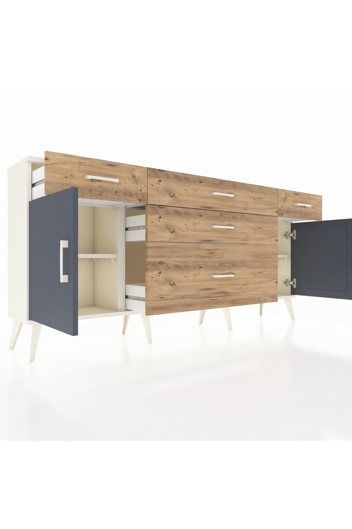 Arges Konsol 2 Raflı 5 Çekmeceli 2 Kapaklı 176x30x83 - S148M017V09A