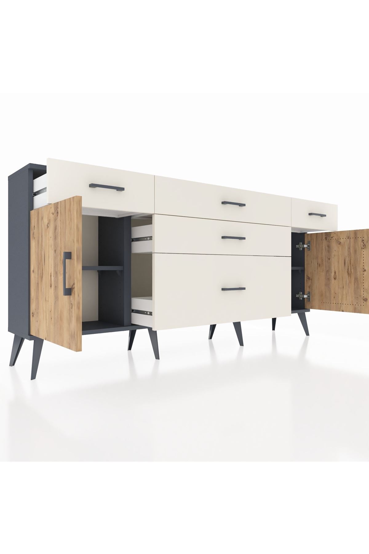 Arges Konsol 2 Raflı 5 Çekmeceli 2 Kapaklı 176x30x83 - S148M017V10A