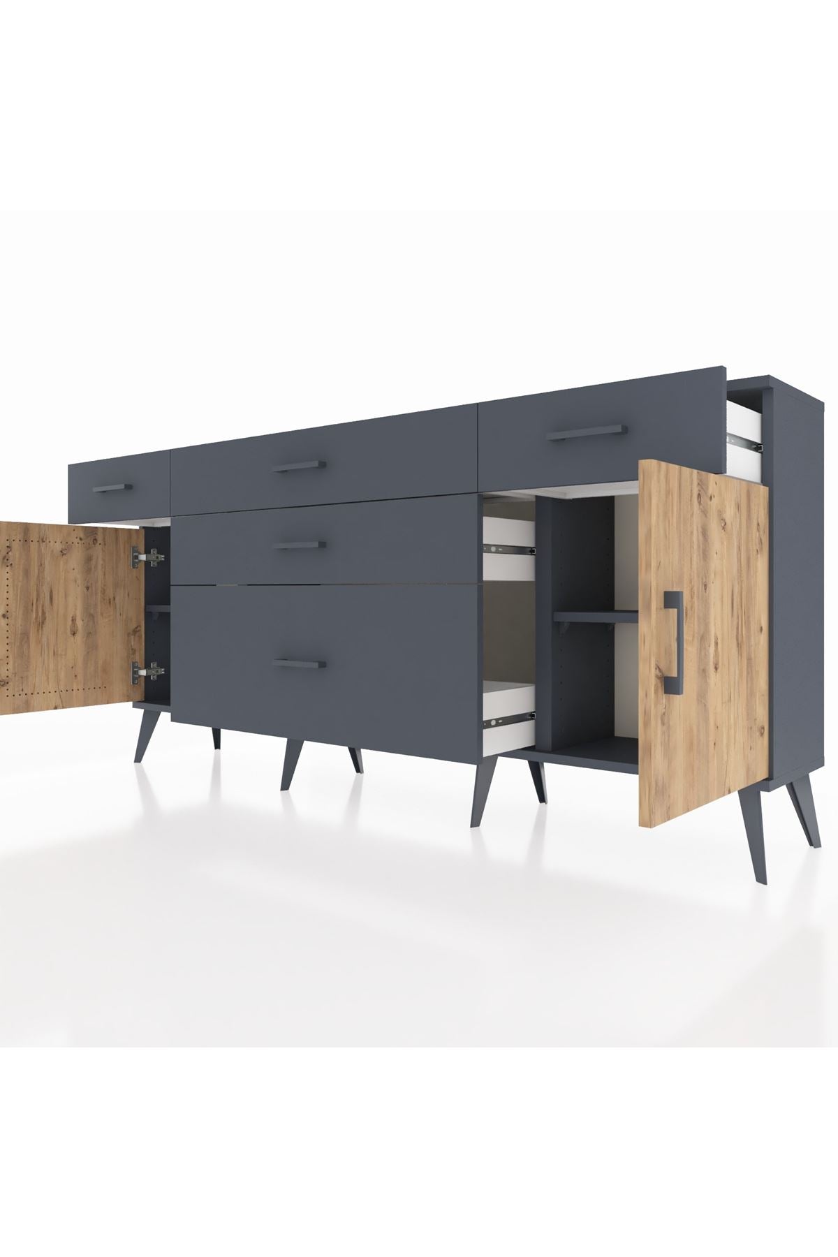 Arges Konsol 2 Raflı 5 Çekmeceli 2 Kapaklı 176x30x83 - S148M017V11A