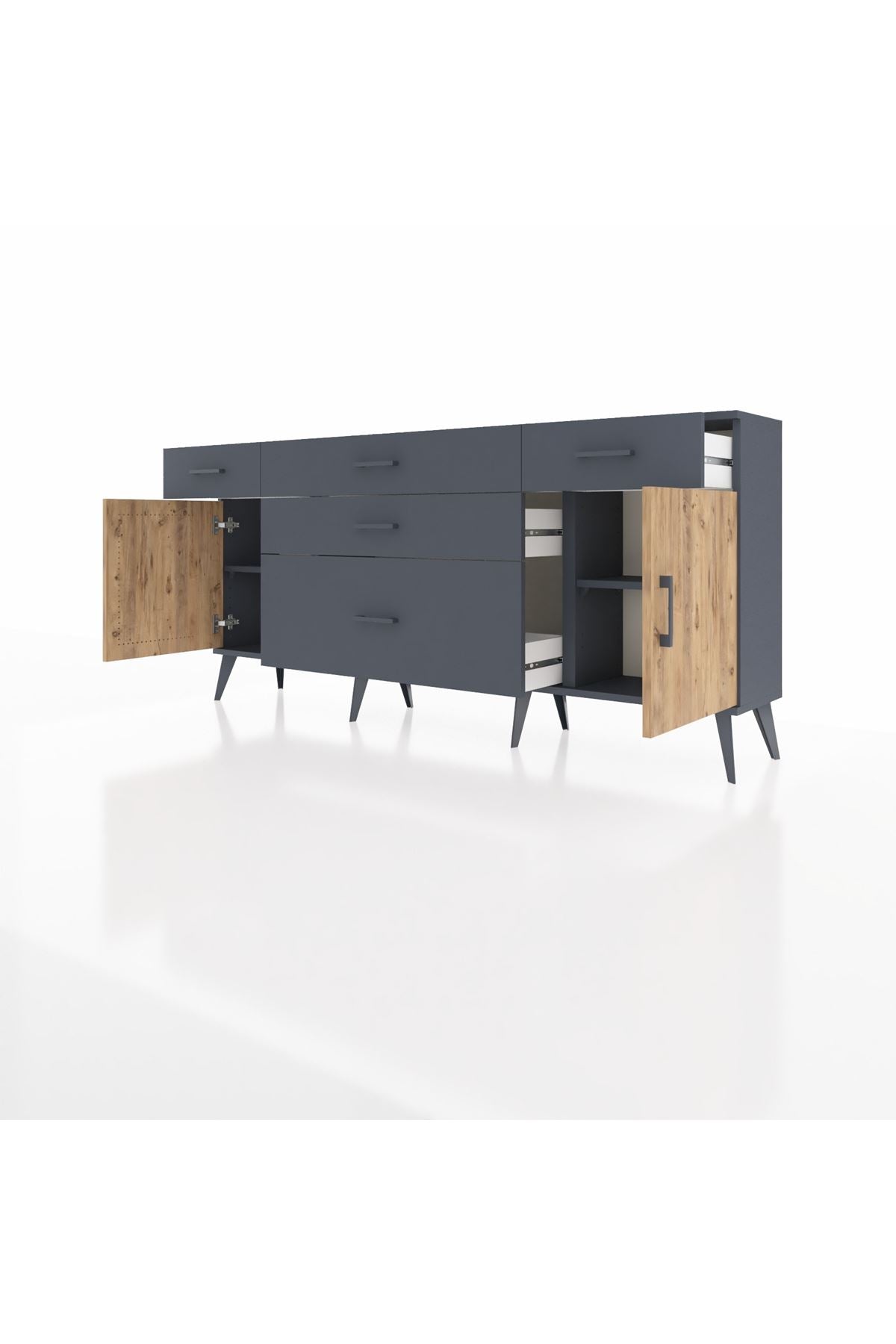 Arges Konsol 2 Raflı 5 Çekmeceli 2 Kapaklı 176x30x83 - S148M017V11A