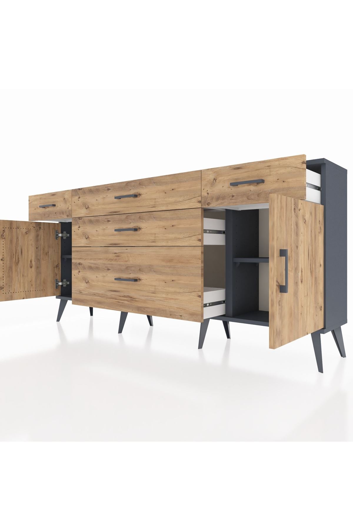 Arges Konsol 2 Raflı 5 Çekmeceli 2 Kapaklı 176x30x83 - S148M017V12A