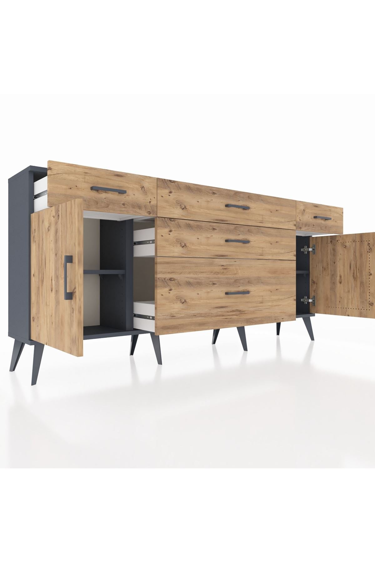 Arges Konsol 2 Raflı 5 Çekmeceli 2 Kapaklı 176x30x83 - S148M017V12A