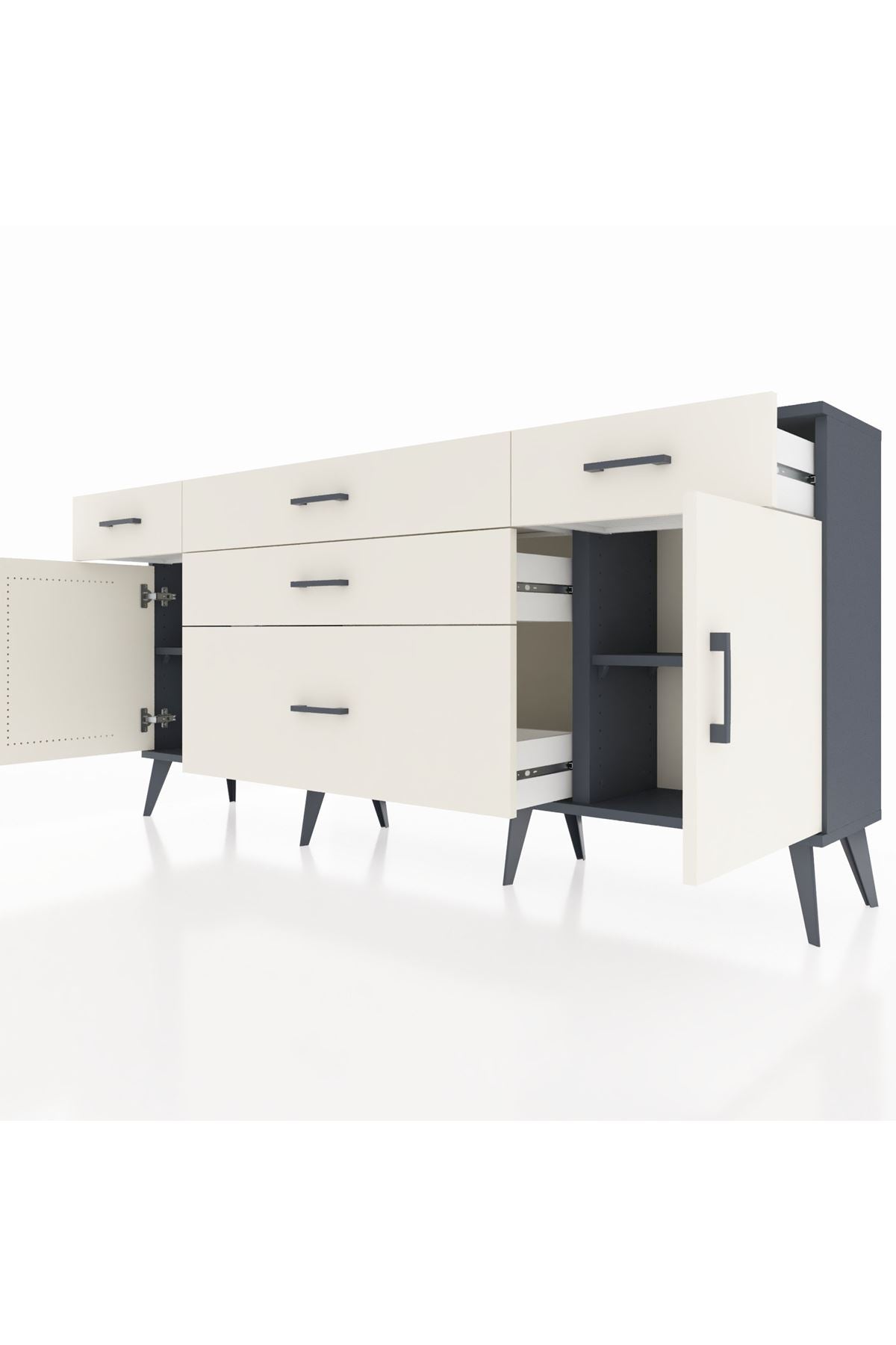 Arges Konsol 2 Raflı 5 Çekmeceli 2 Kapaklı 176x30x83 - S148M017V13A