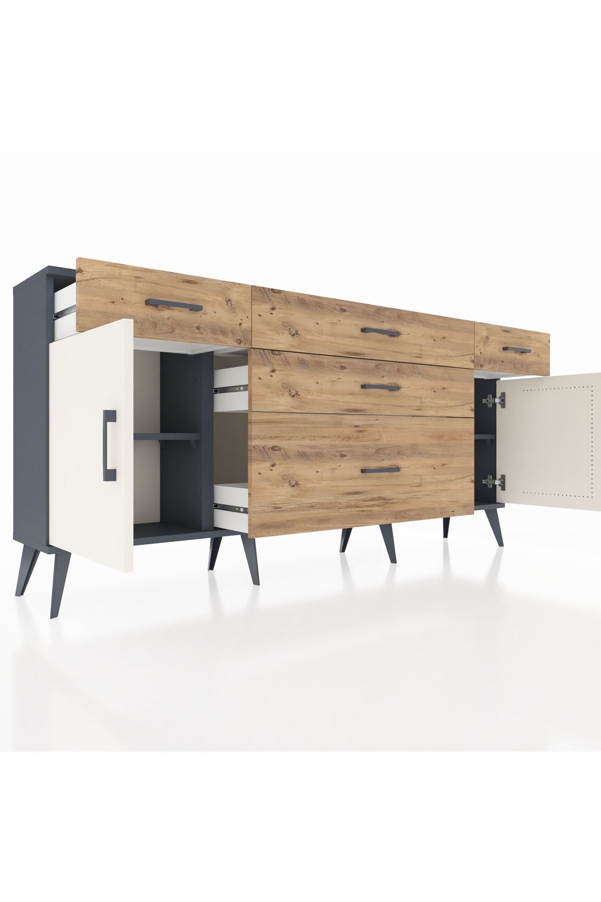 Arges Konsol 2 Raflı 5 Çekmeceli 2 Kapaklı 176x30x83 - S148M017V15A