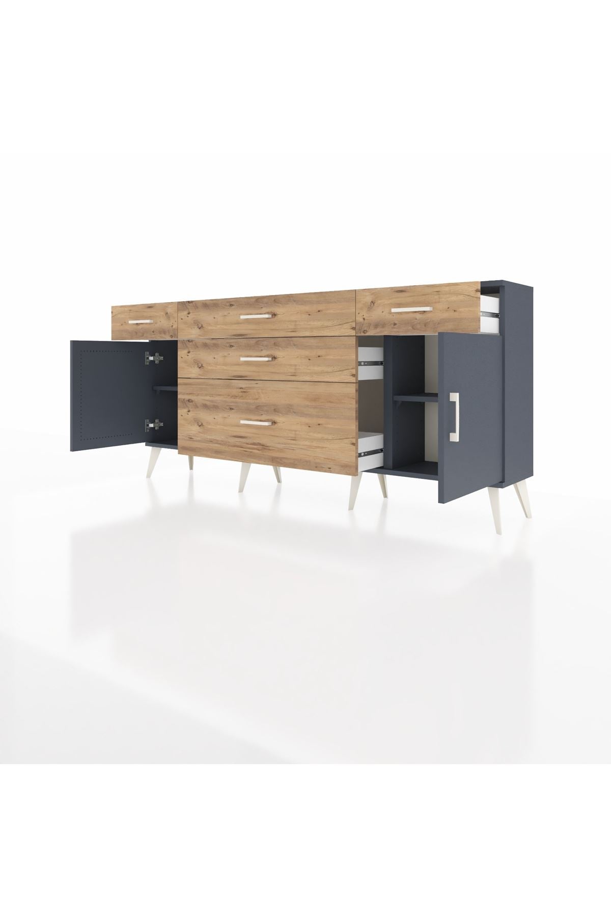 Arges Konsol 2 Raflı 5 Çekmeceli 2 Kapaklı 176x30x83 - S148M017V18A