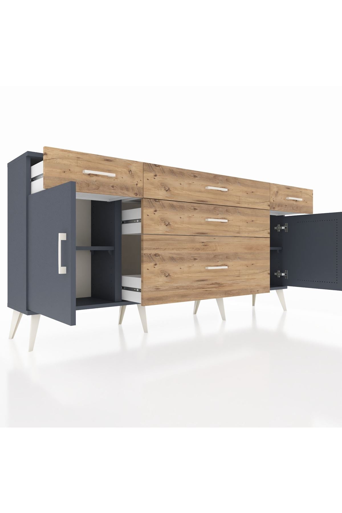 Arges Konsol 2 Raflı 5 Çekmeceli 2 Kapaklı 176x30x83 - S148M017V18A