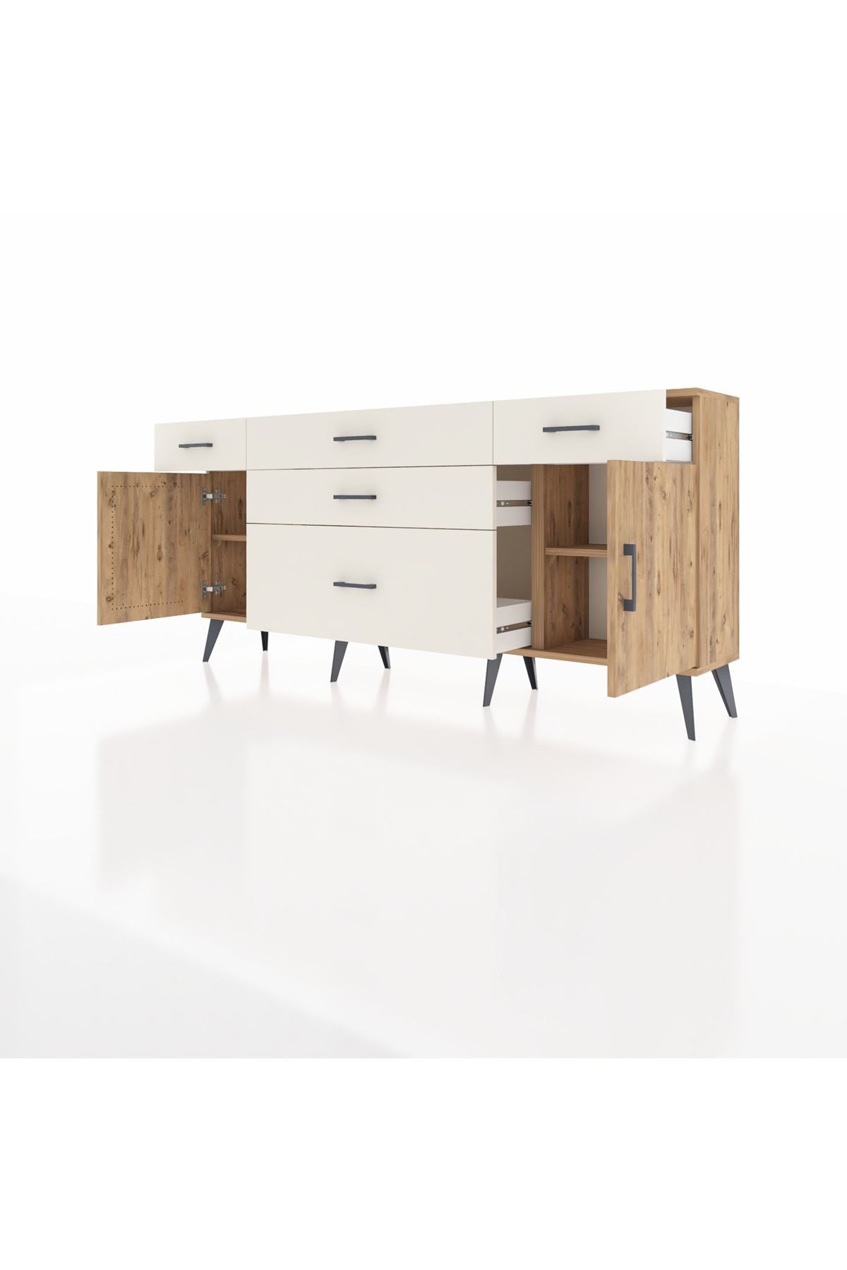 Arges Konsol 2 Raflı 5 Çekmeceli 2 Kapaklı 176x30x83 - S148M017V19A