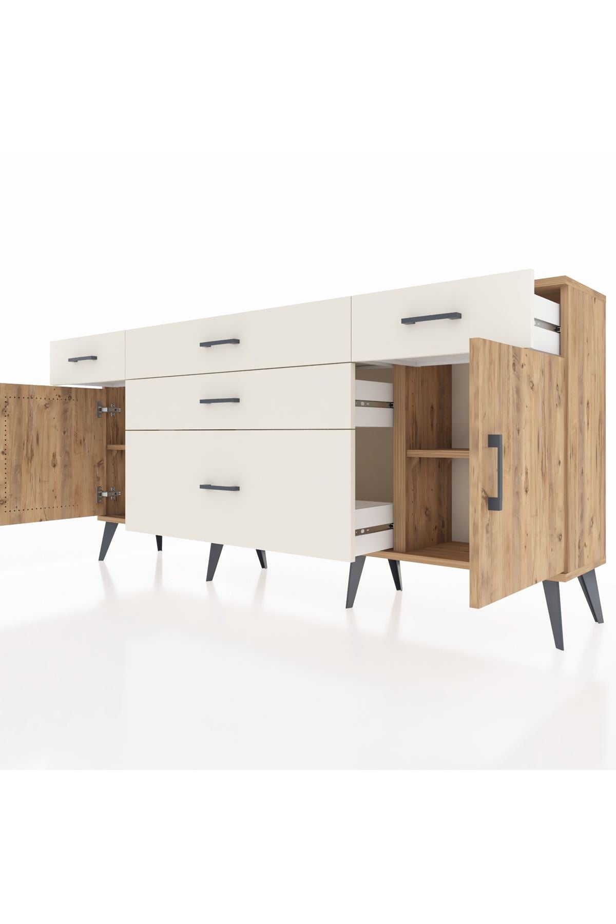 Arges Konsol 2 Raflı 5 Çekmeceli 2 Kapaklı 176x30x83 - S148M017V19A