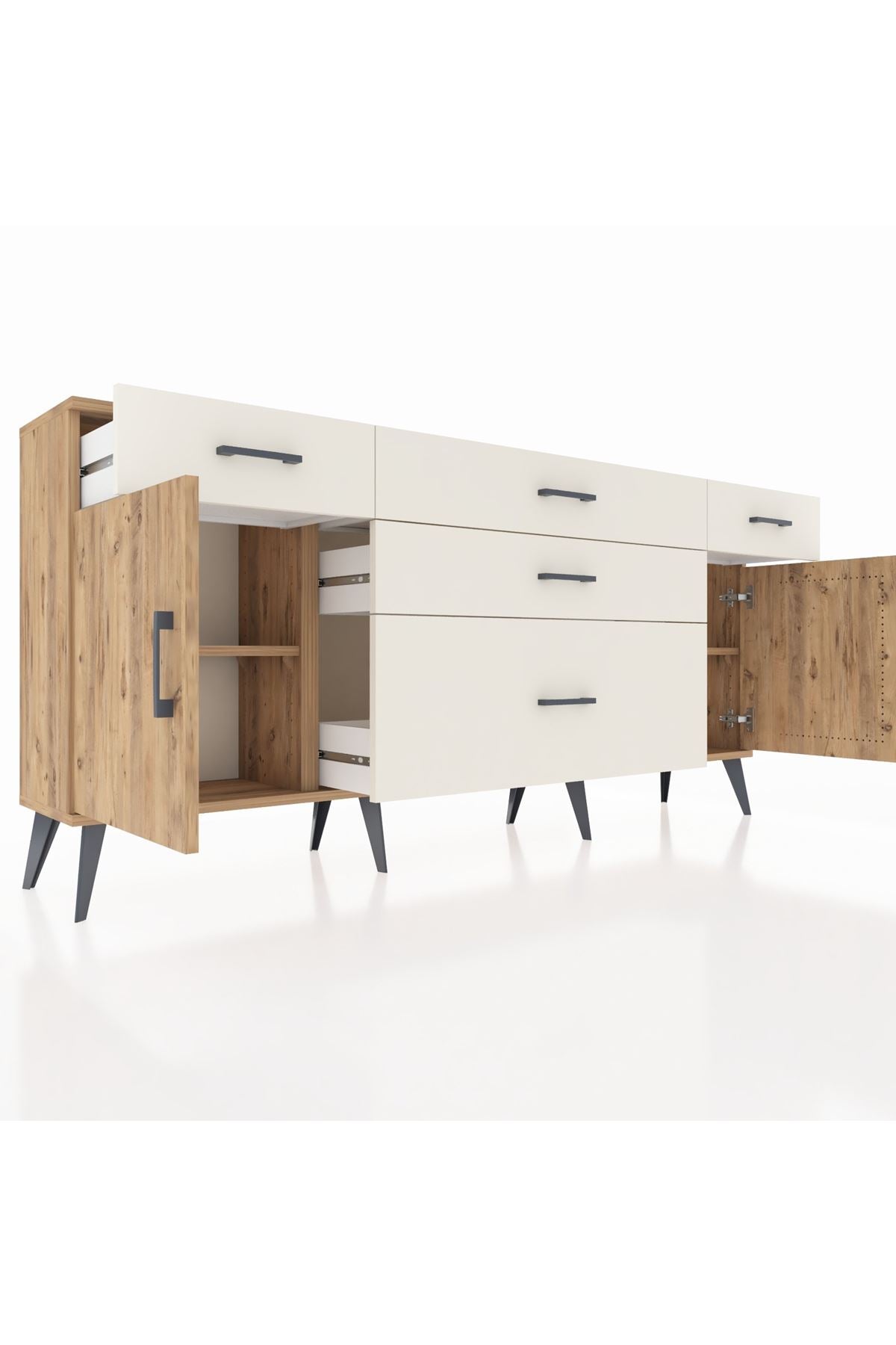 Arges Konsol 2 Raflı 5 Çekmeceli 2 Kapaklı 176x30x83 - S148M017V19A