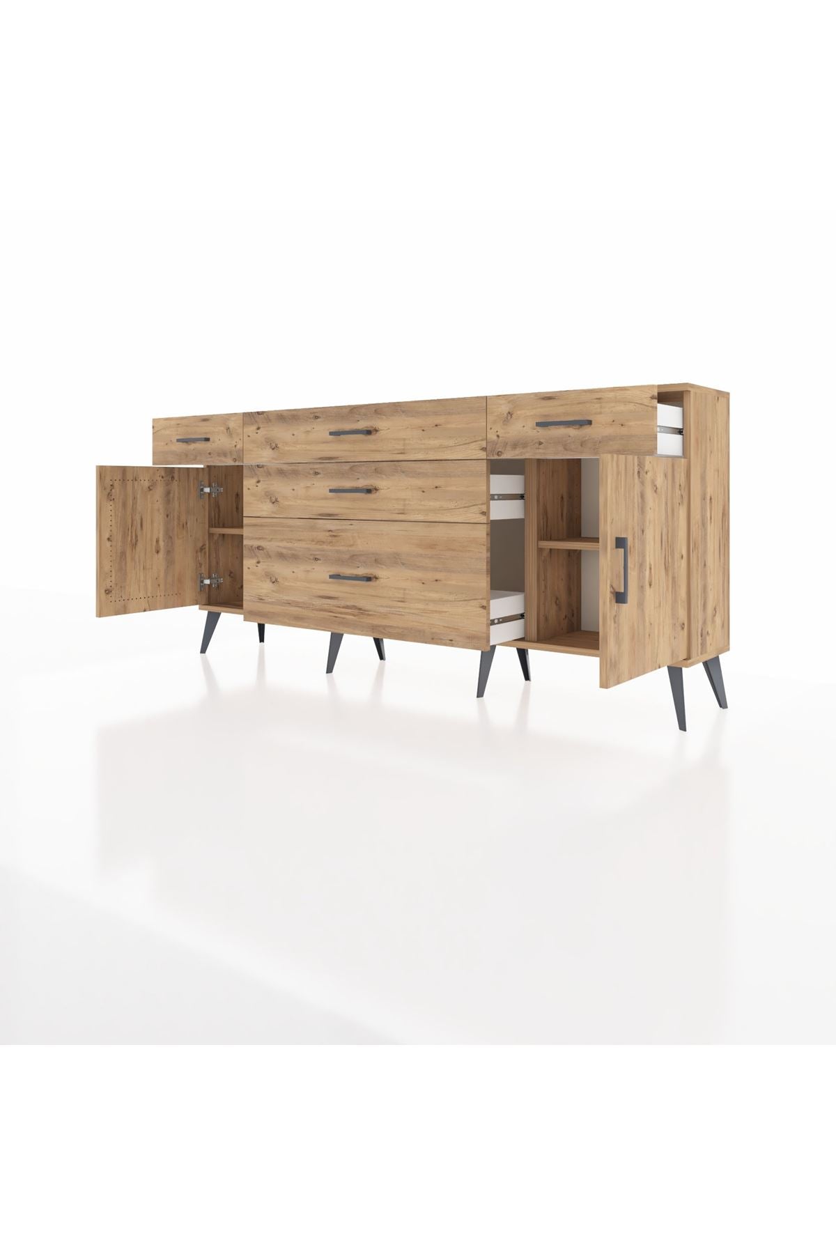 Arges Konsol 2 Raflı 5 Çekmeceli 2 Kapaklı 176x30x83 - S148M017V21A