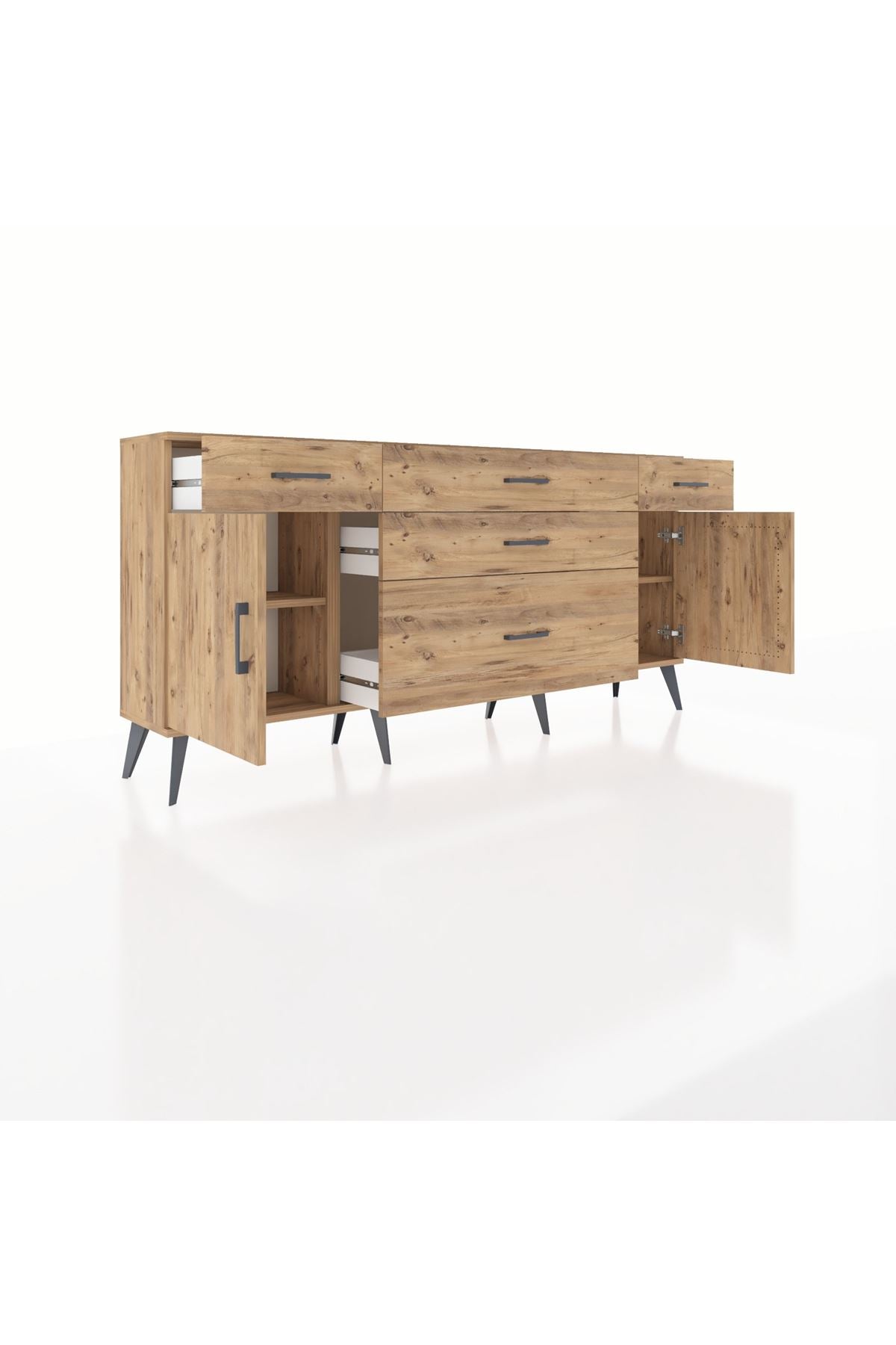 Arges Konsol 2 Raflı 5 Çekmeceli 2 Kapaklı 176x30x83 - S148M017V21A