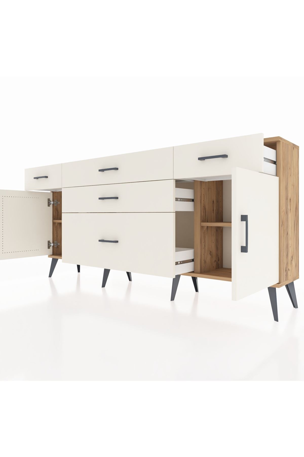 Arges Konsol 2 Raflı 5 Çekmeceli 2 Kapaklı 176x30x83 - S148M017V22A