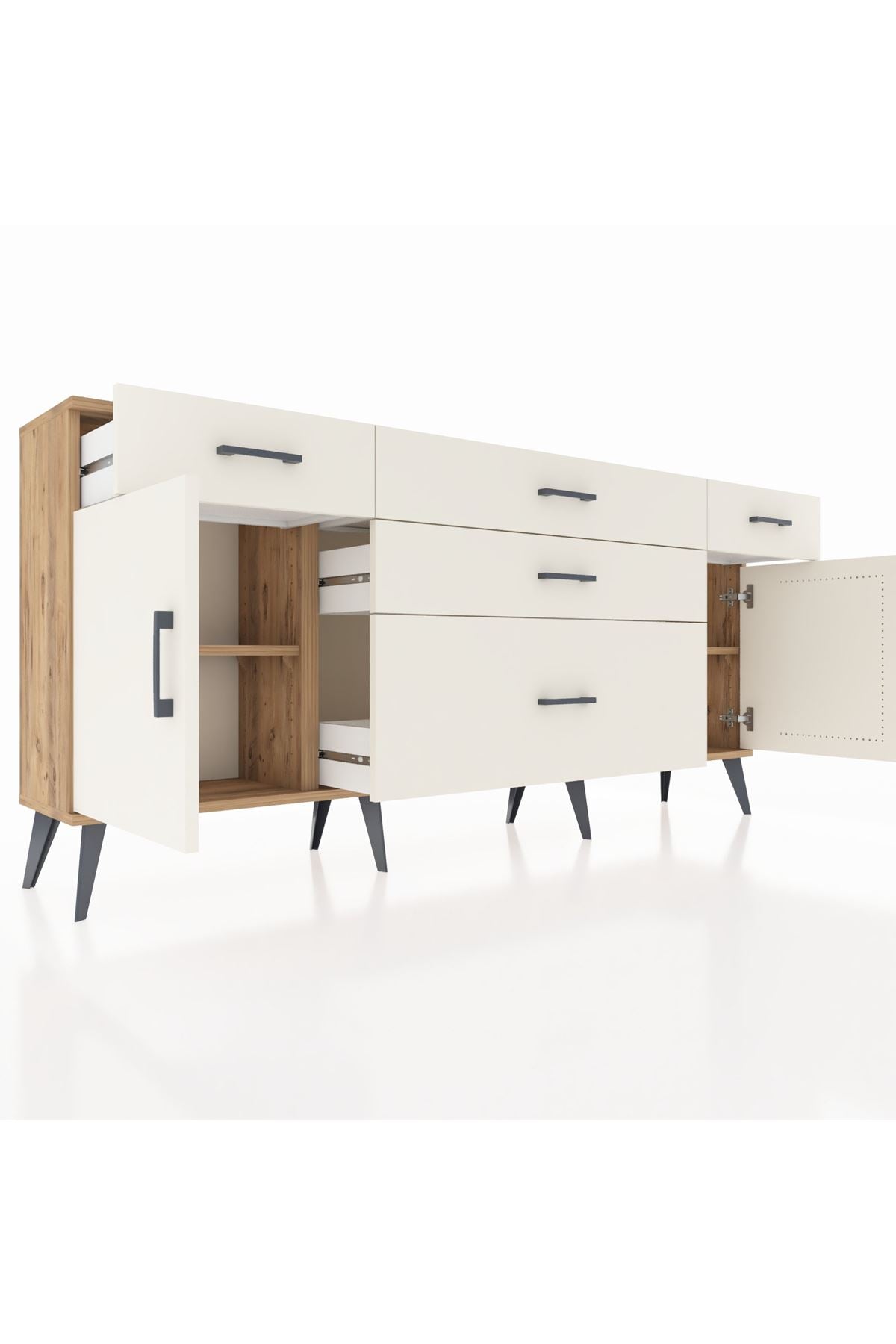 Arges Konsol 2 Raflı 5 Çekmeceli 2 Kapaklı 176x30x83 - S148M017V22A