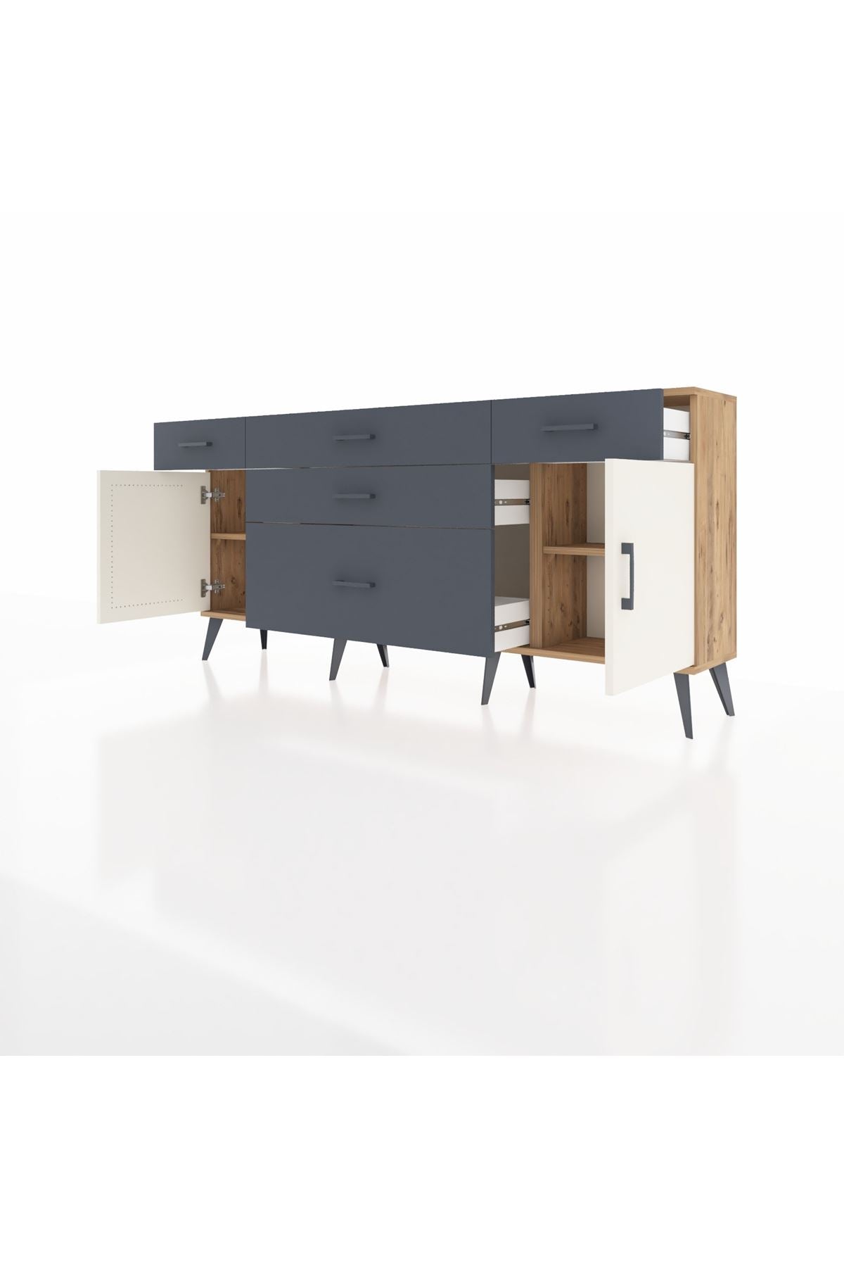 Arges Konsol 2 Raflı 5 Çekmeceli 2 Kapaklı 176x30x83 - S148M017V23A