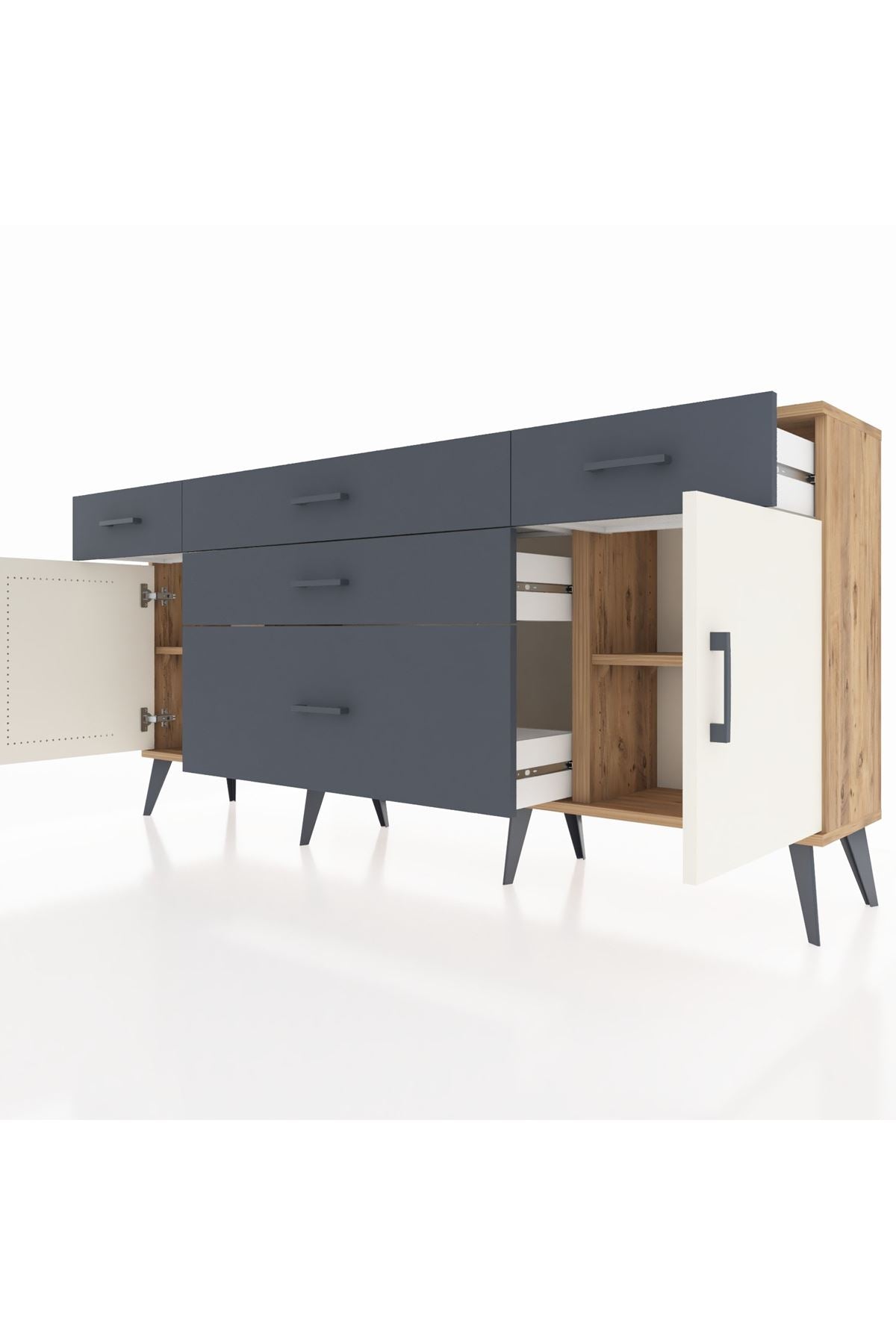 Arges Konsol 2 Raflı 5 Çekmeceli 2 Kapaklı 176x30x83 - S148M017V23A