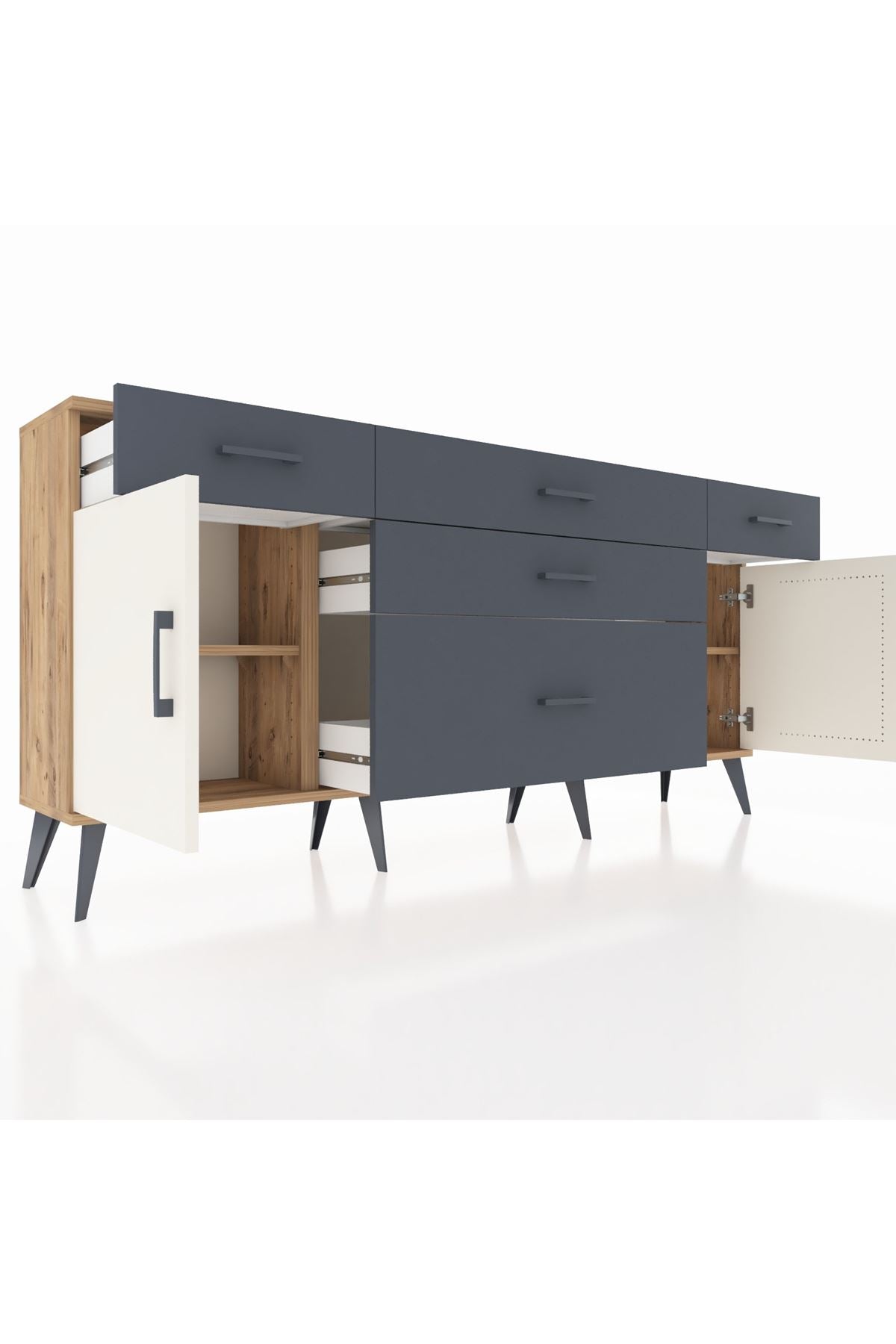 Arges Konsol 2 Raflı 5 Çekmeceli 2 Kapaklı 176x30x83 - S148M017V23A