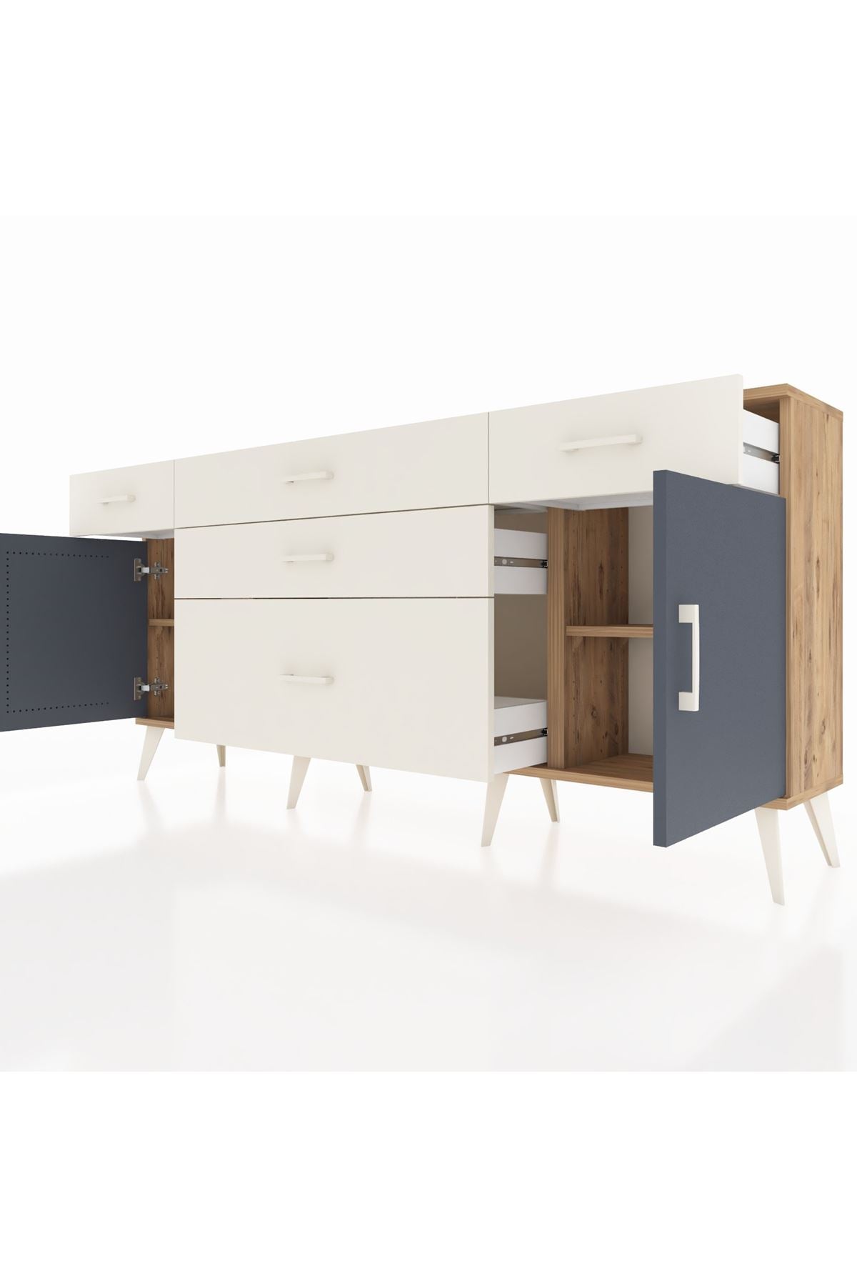 Arges Konsol 2 Raflı 5 Çekmeceli 2 Kapaklı 176x30x83 - S148M017V25A