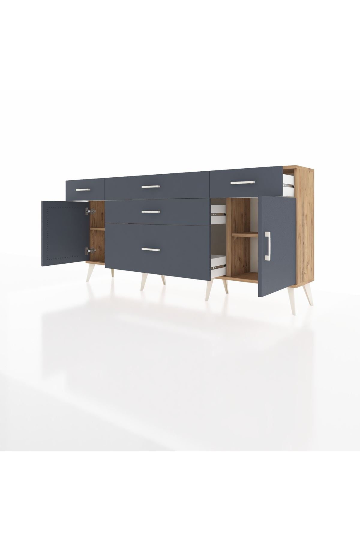 Arges Konsol 2 Raflı 5 Çekmeceli 2 Kapaklı 176x30x83 - S148M017V26A