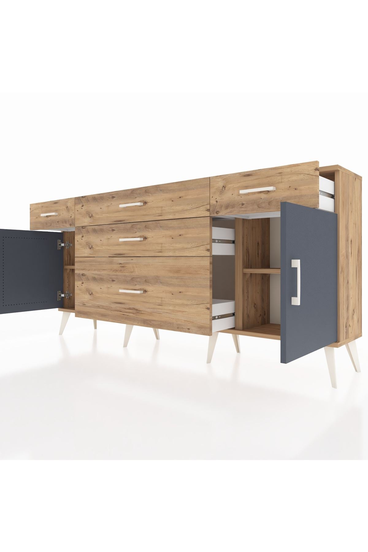 Arges Konsol 2 Raflı 5 Çekmeceli 2 Kapaklı 176x30x83 - S148M017V27A