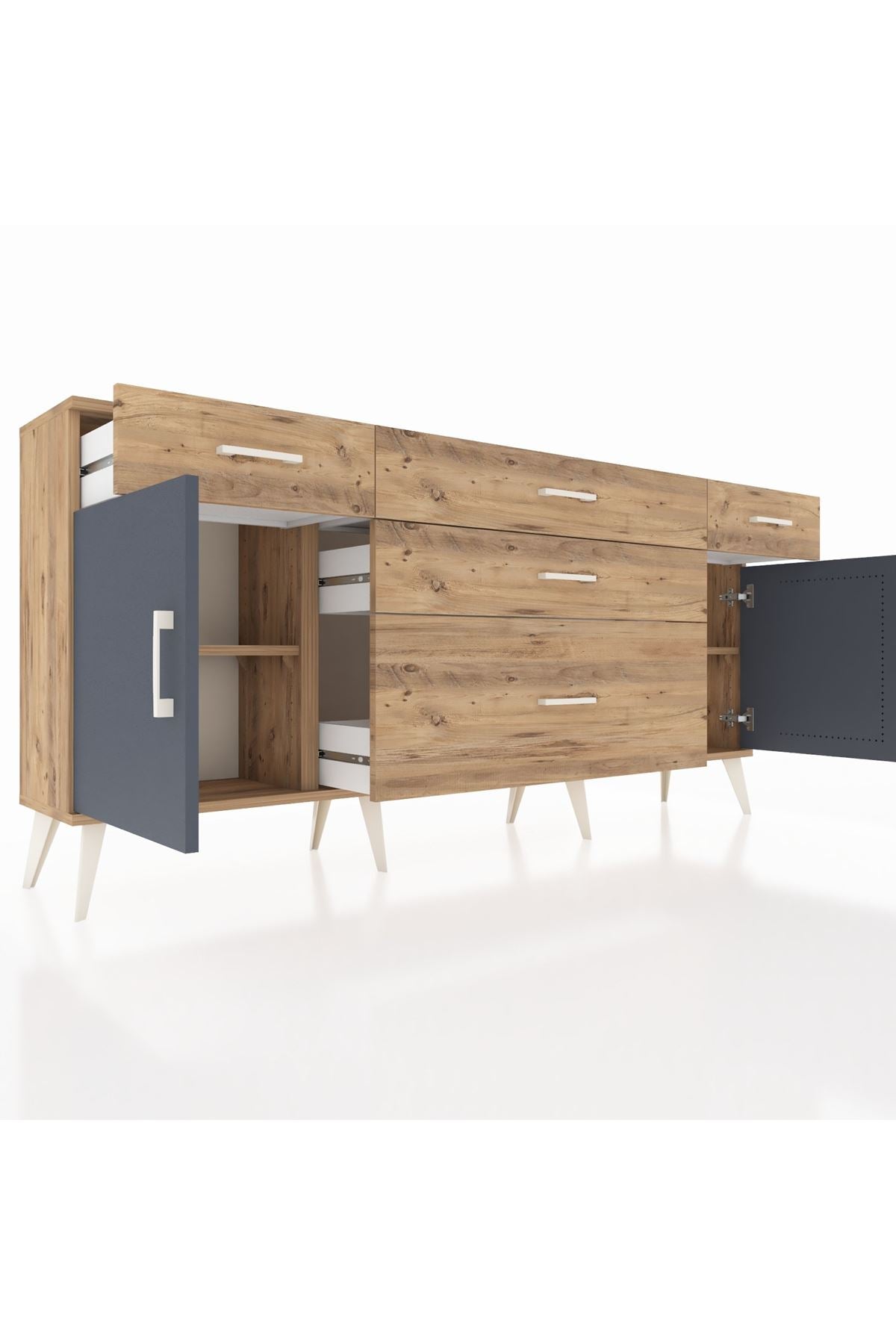 Arges Konsol 2 Raflı 5 Çekmeceli 2 Kapaklı 176x30x83 - S148M017V27A