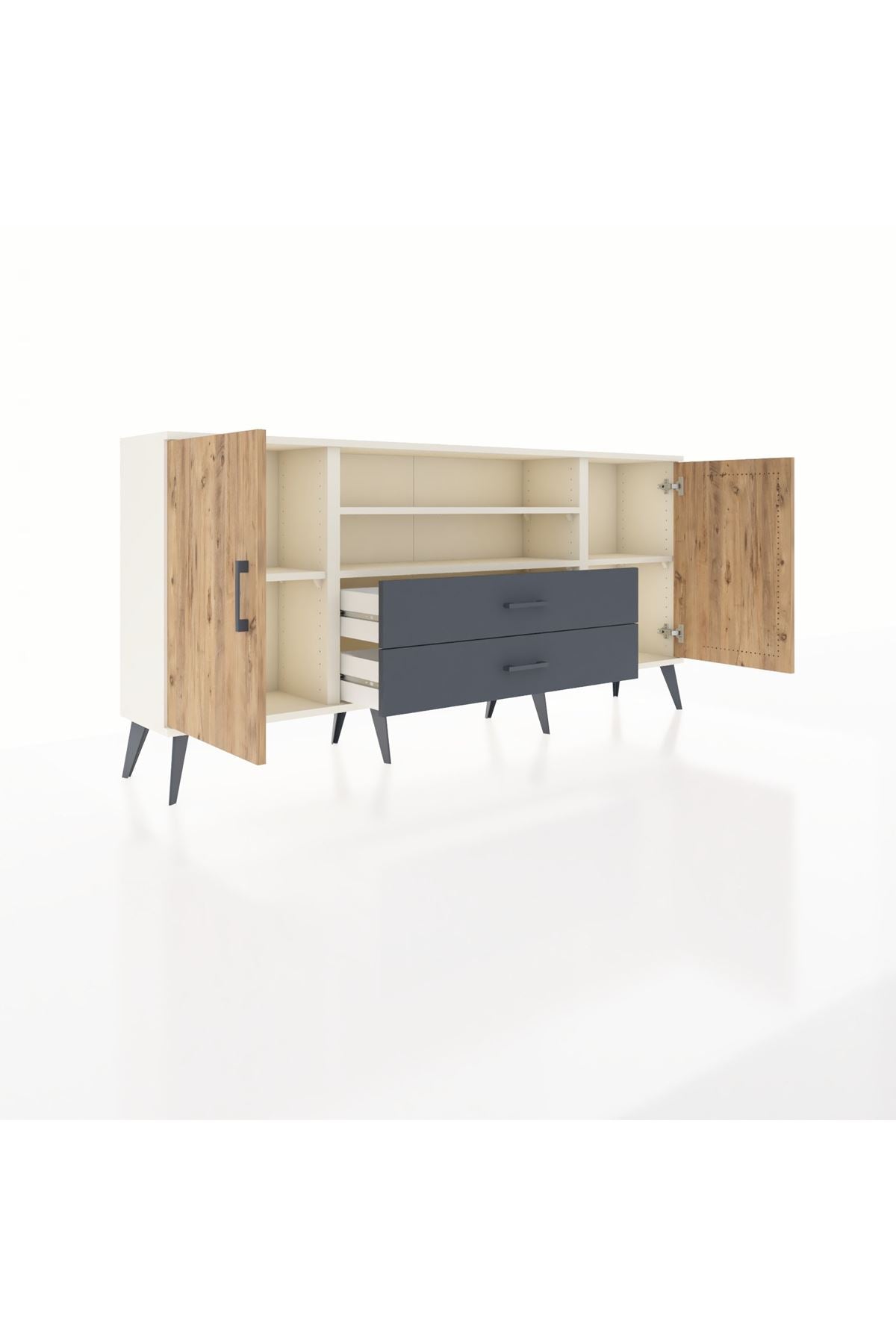 Arges Konsol 4 Raflı 2 Çekmeceli 2 Kapaklı 176x30x83 - S148M018V02A