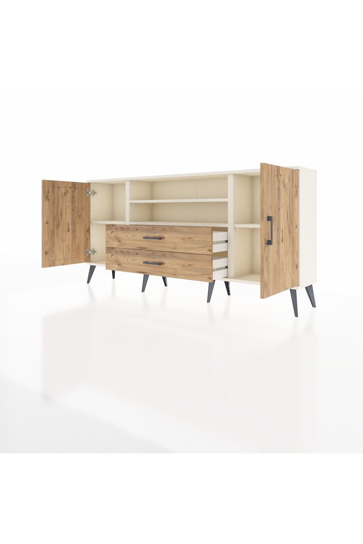 Arges Konsol 4 Raflı 2 Çekmeceli 2 Kapaklı 176x30x83 - S148M018V03A