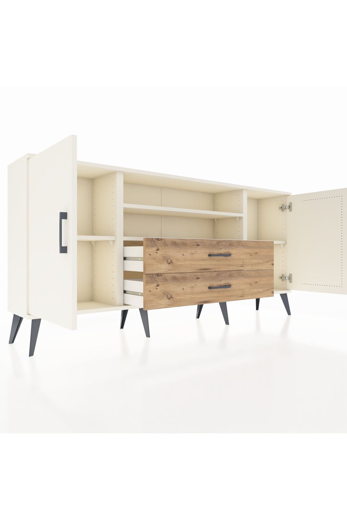 Arges Konsol 4 Raflı 2 Çekmeceli 2 Kapaklı 176x30x83 - S148M018V06A