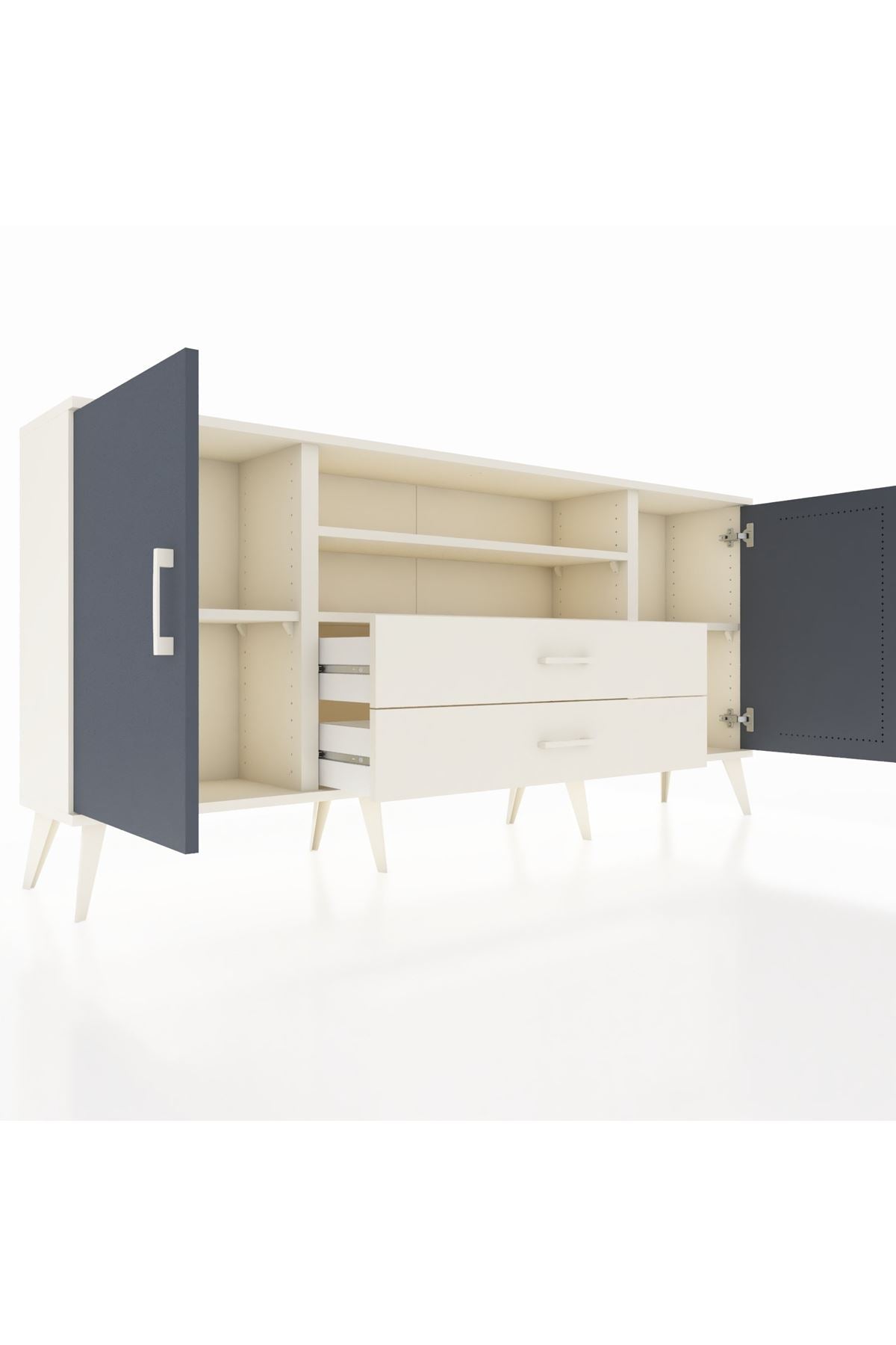 Arges Konsol 4 Raflı 2 Çekmeceli 2 Kapaklı 176x30x83 - S148M018V07A