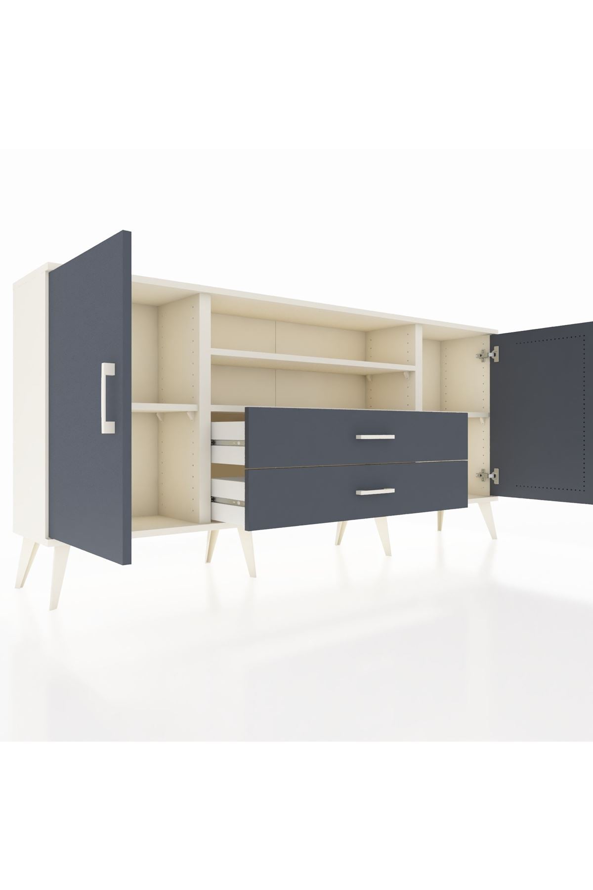 Arges Konsol 4 Raflı 2 Çekmeceli 2 Kapaklı 176x30x83 - S148M018V08A